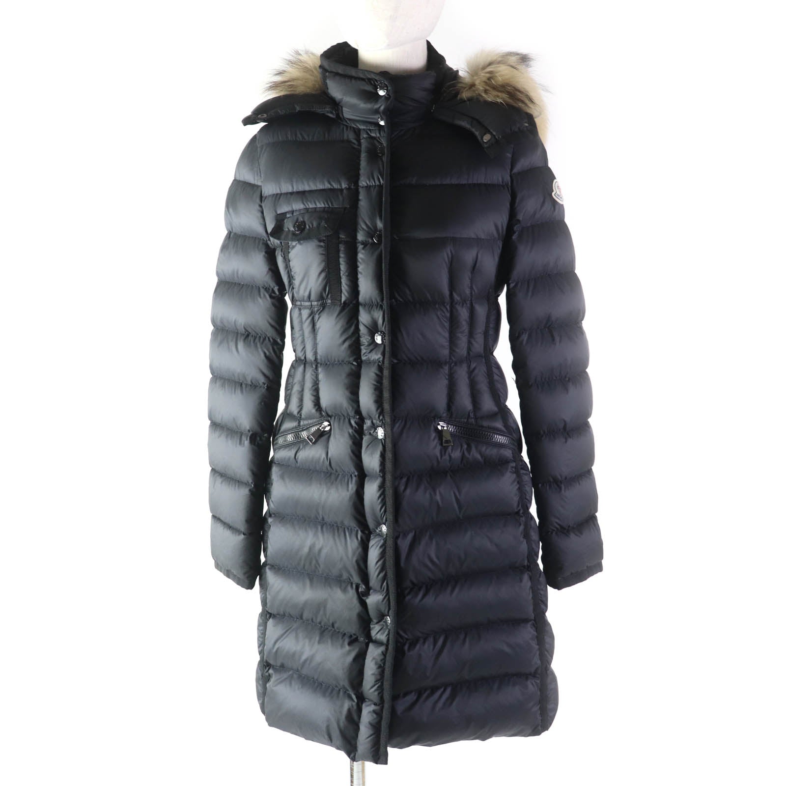 Moncler HERMIFUR Nylon Down Coat with Fur Hood