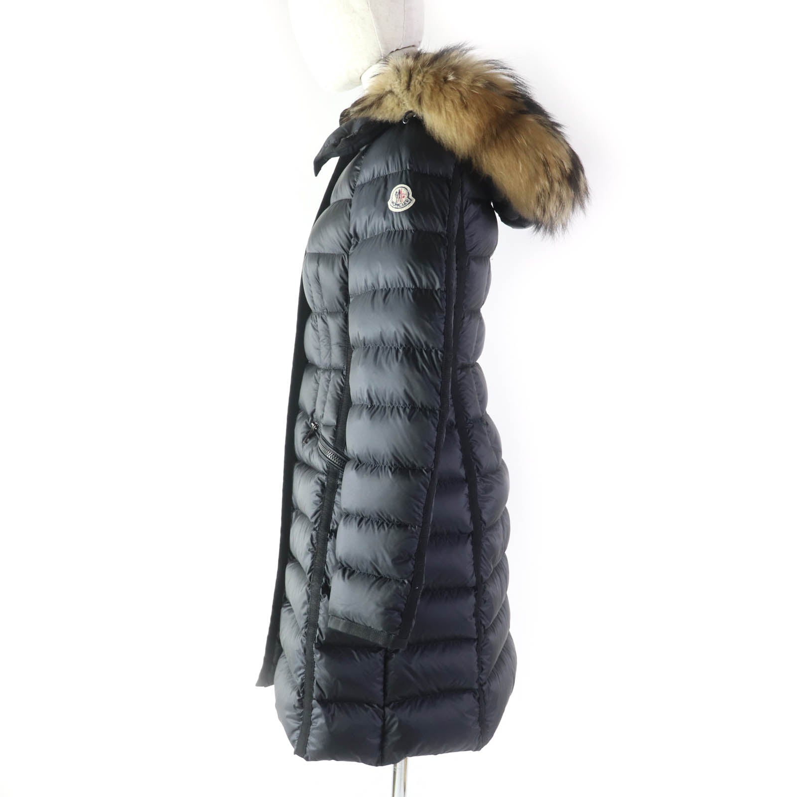 Moncler HERMIFUR Nylon Down Coat with Fur Hood