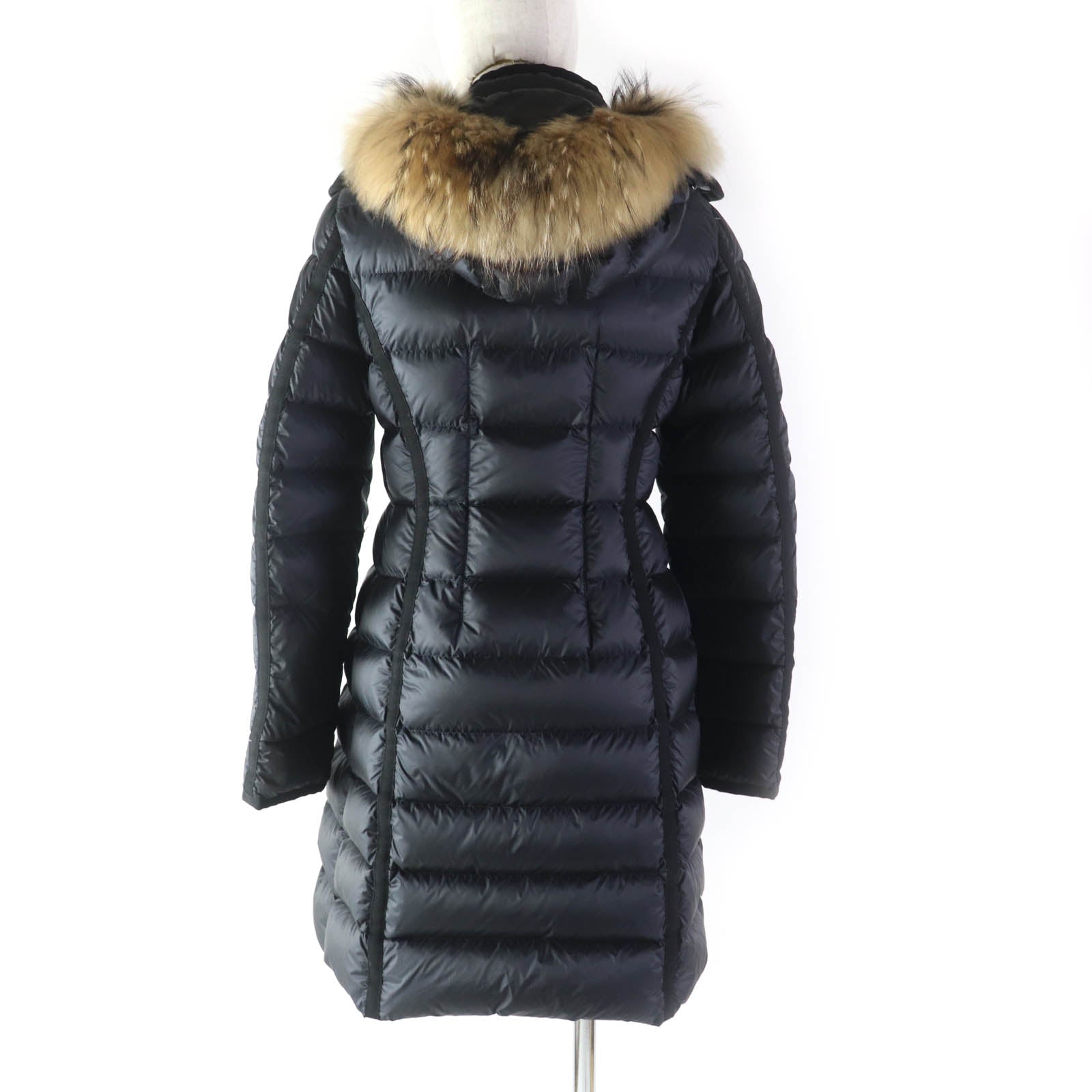 Moncler HERMIFUR Nylon Down Coat with Fur Hood