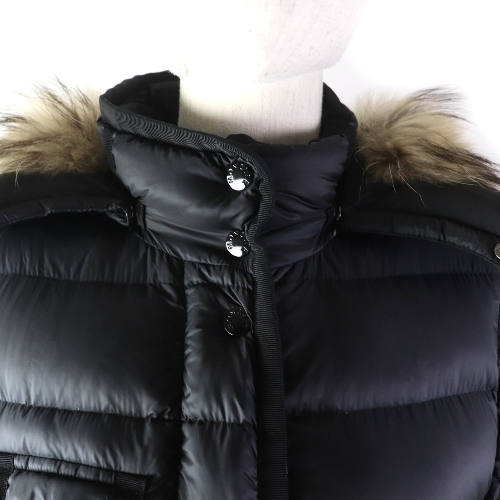 Moncler HERMIFUR Nylon Down Coat with Fur Hood