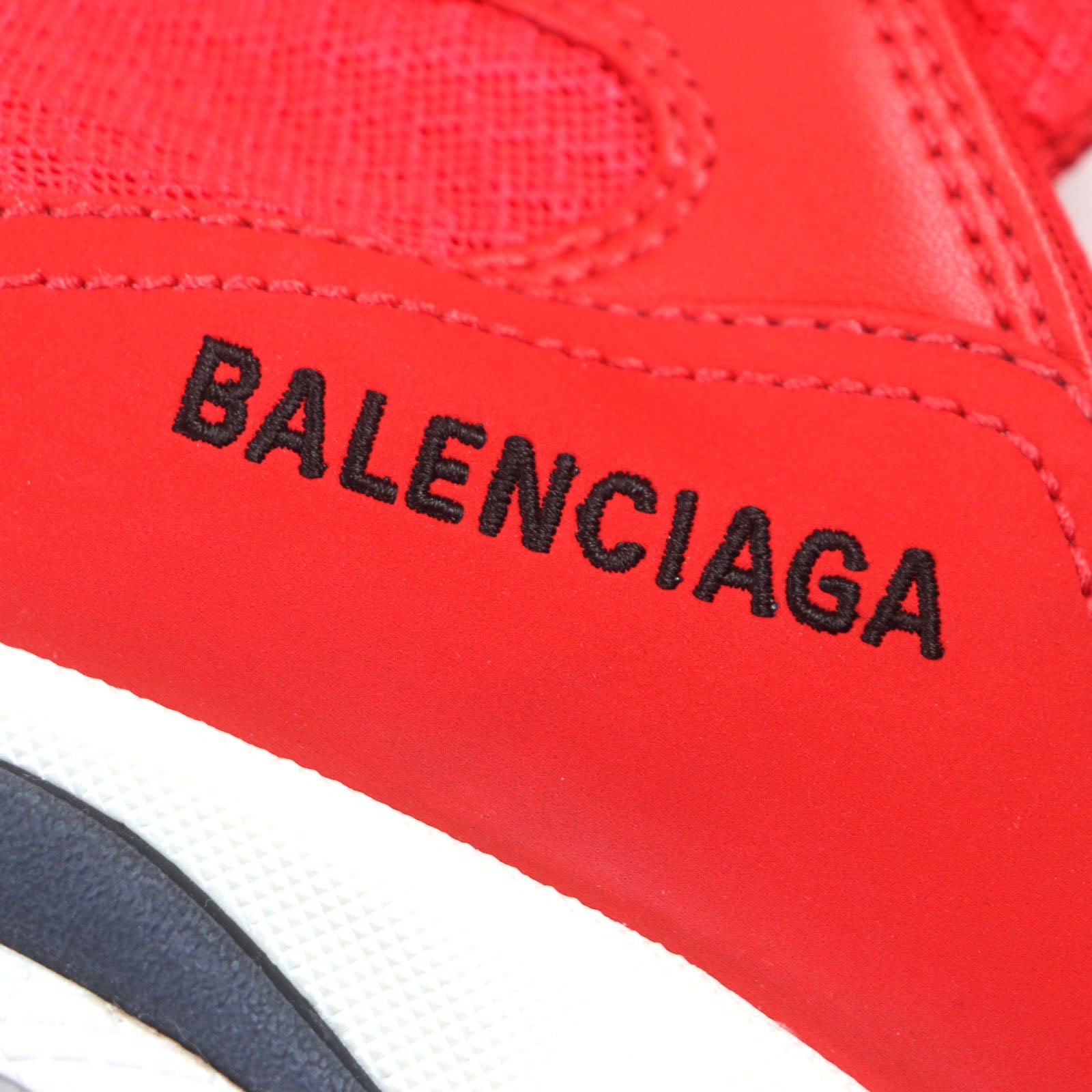 Balenciaga Triple S Leather Sneakers Red White Black