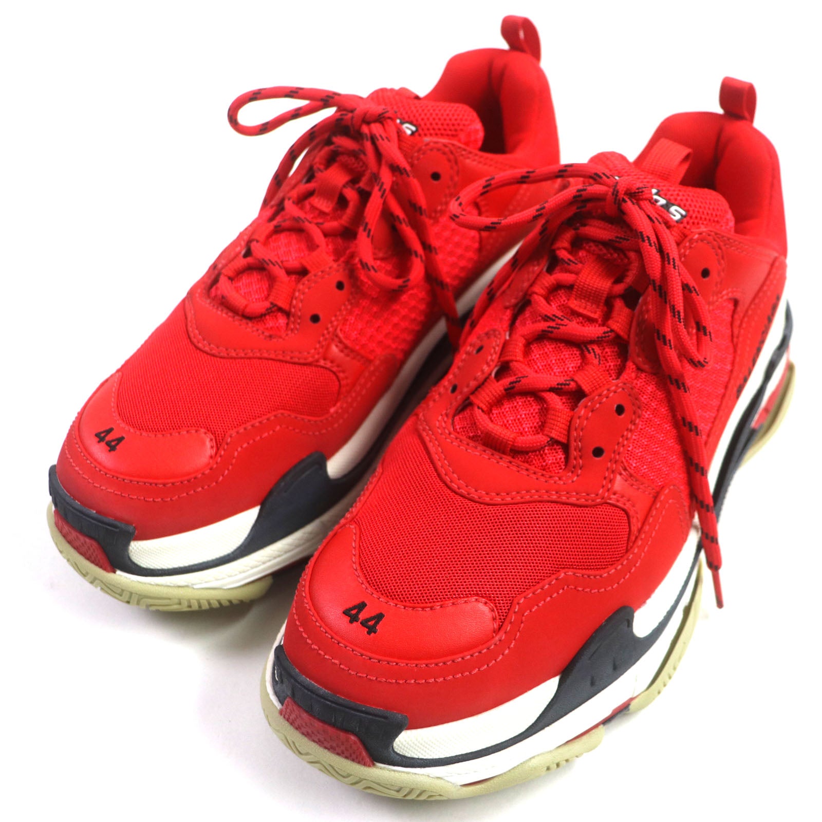 Balenciaga Triple S Leather Sneakers Red White Black