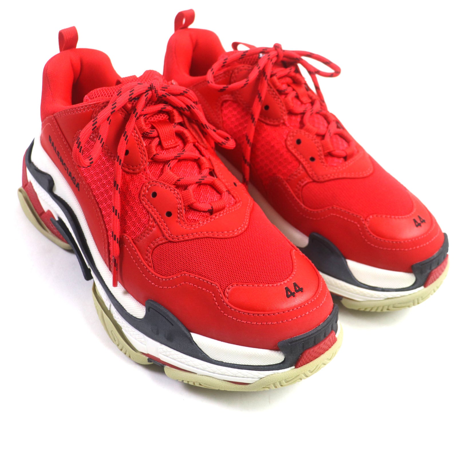 Balenciaga Triple S Leather Sneakers Red White Black