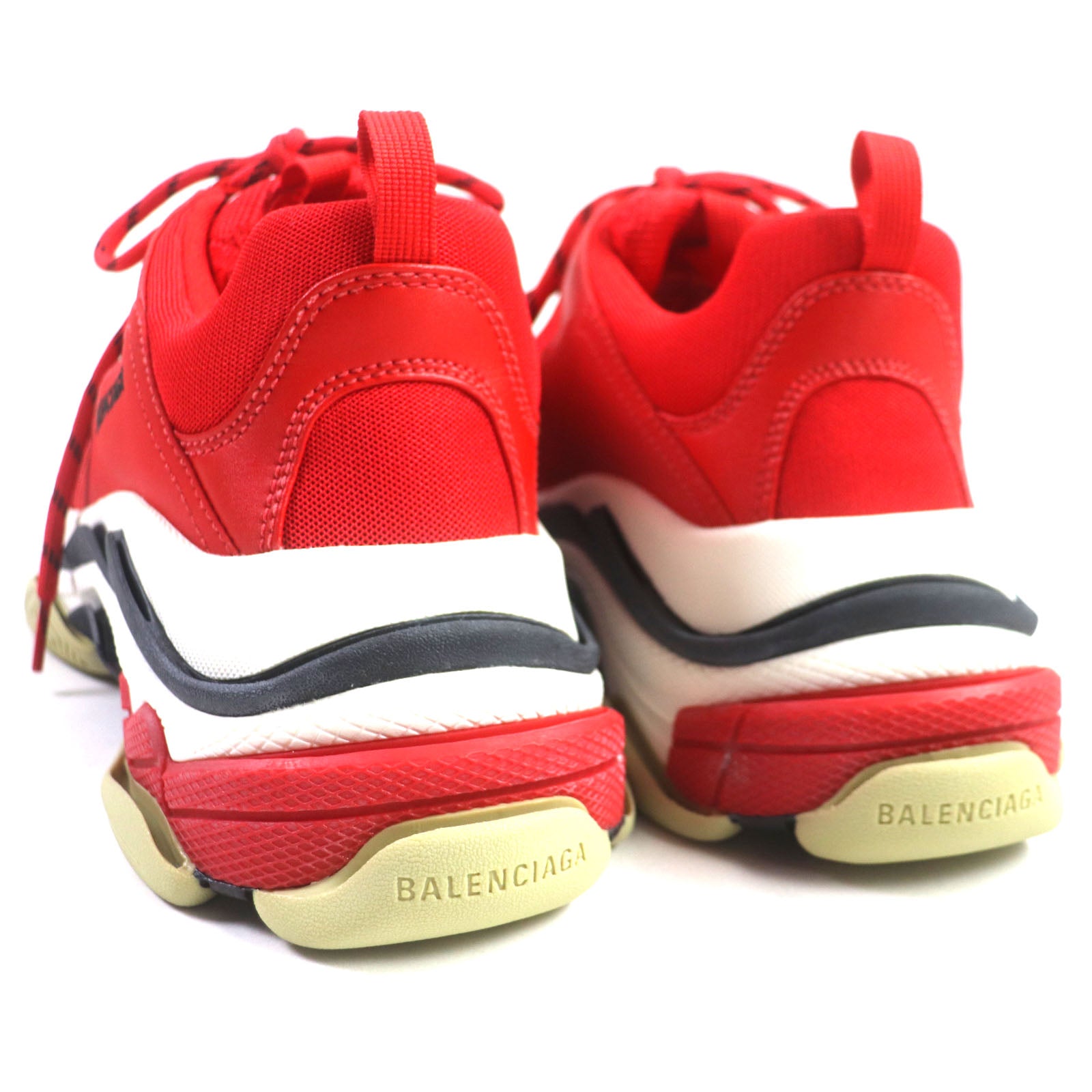 Balenciaga Triple S Leather Sneakers Red White Black