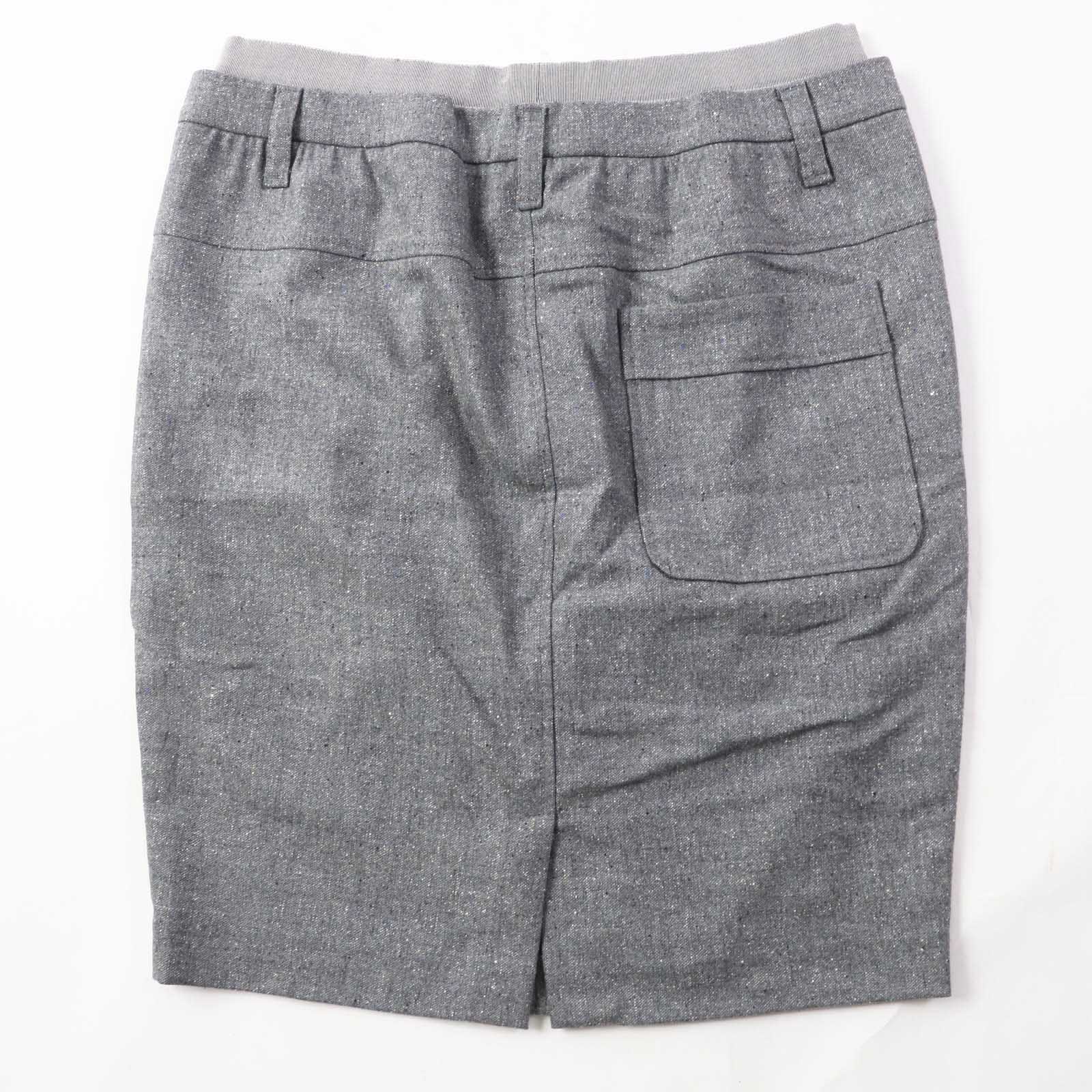 Brunello Cucinelli Wool Silk Skirt Gray 44