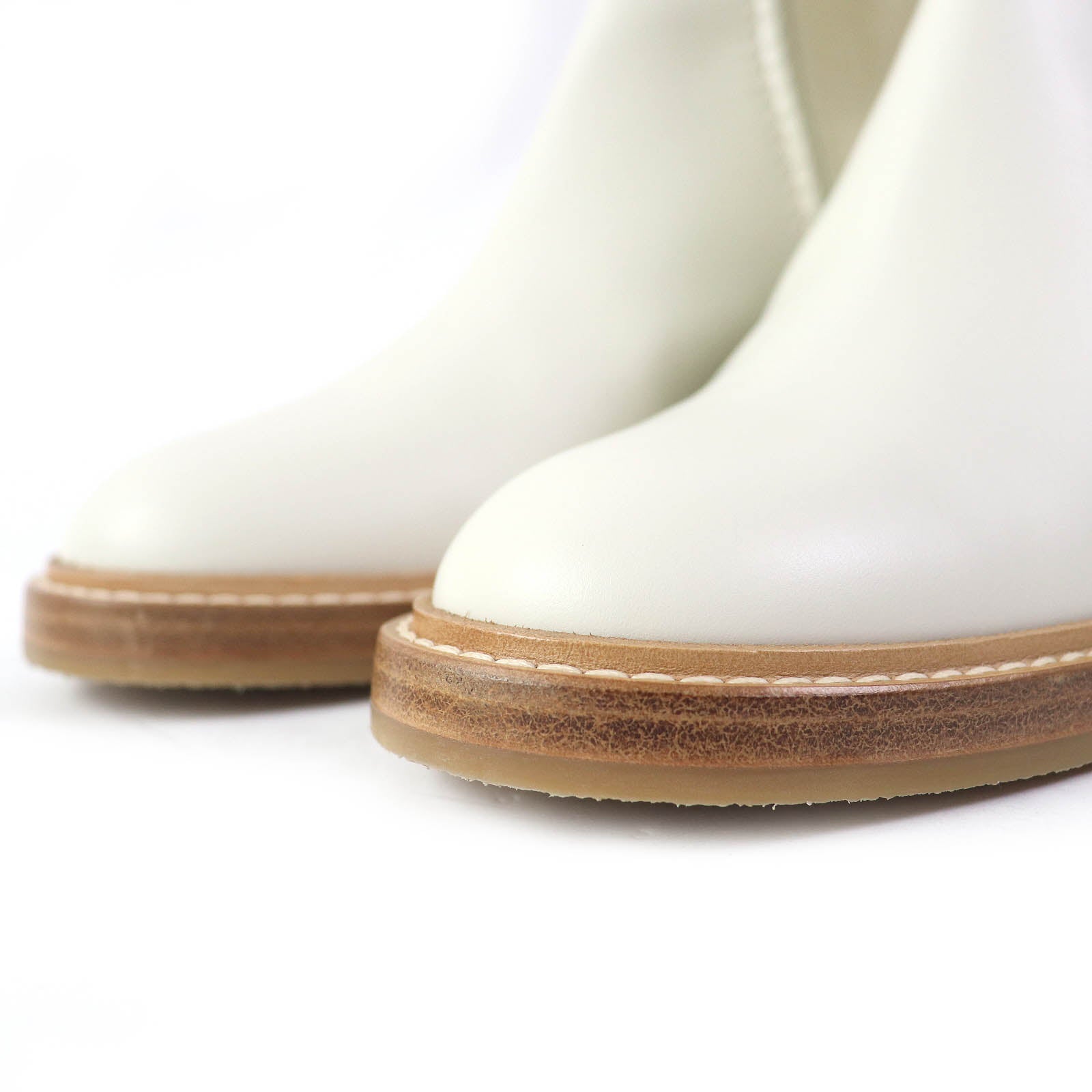 Chloe Mallo Leather Ankle Boots Ivory 38