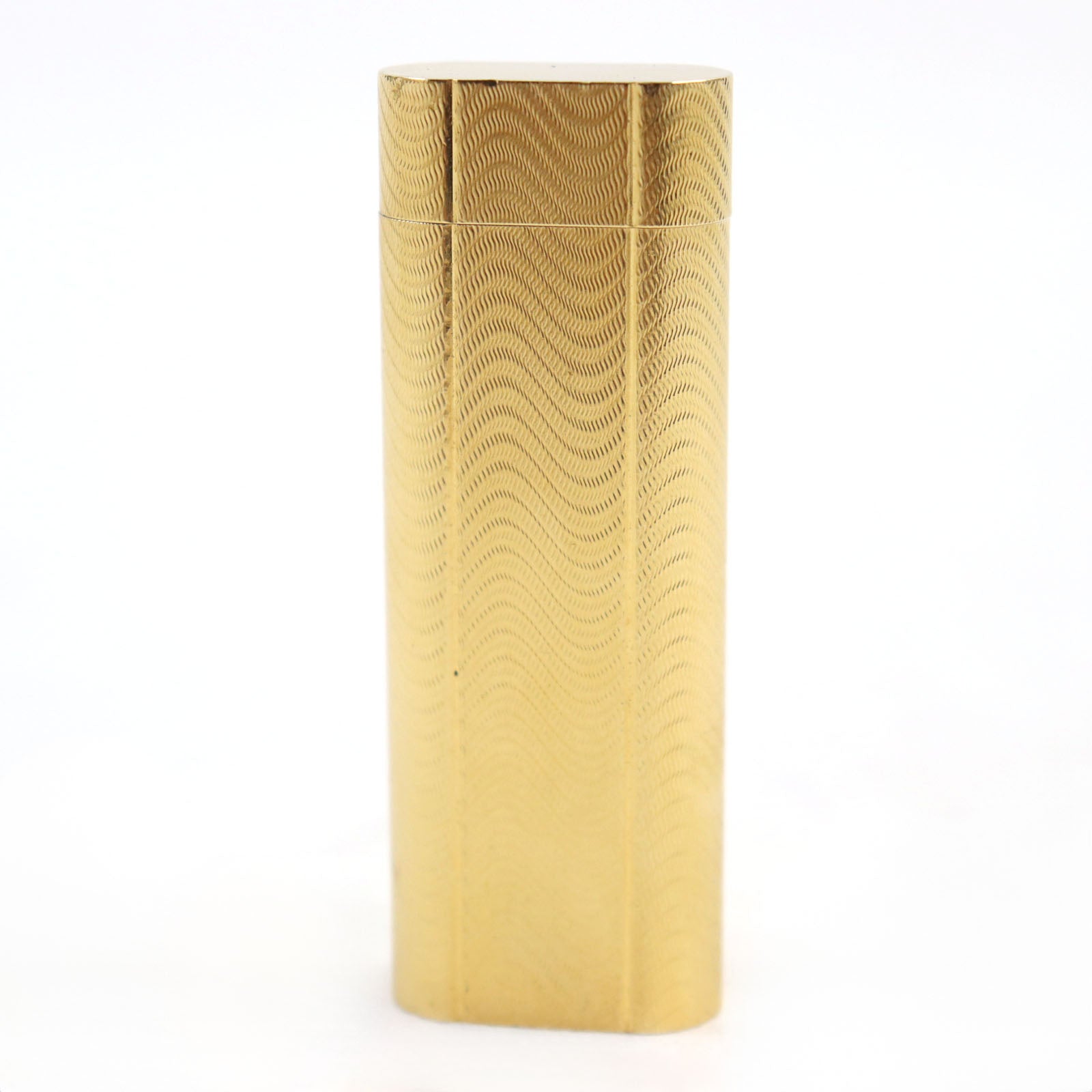 Cartier Wave Pattern Oval Roller Lighter Gold