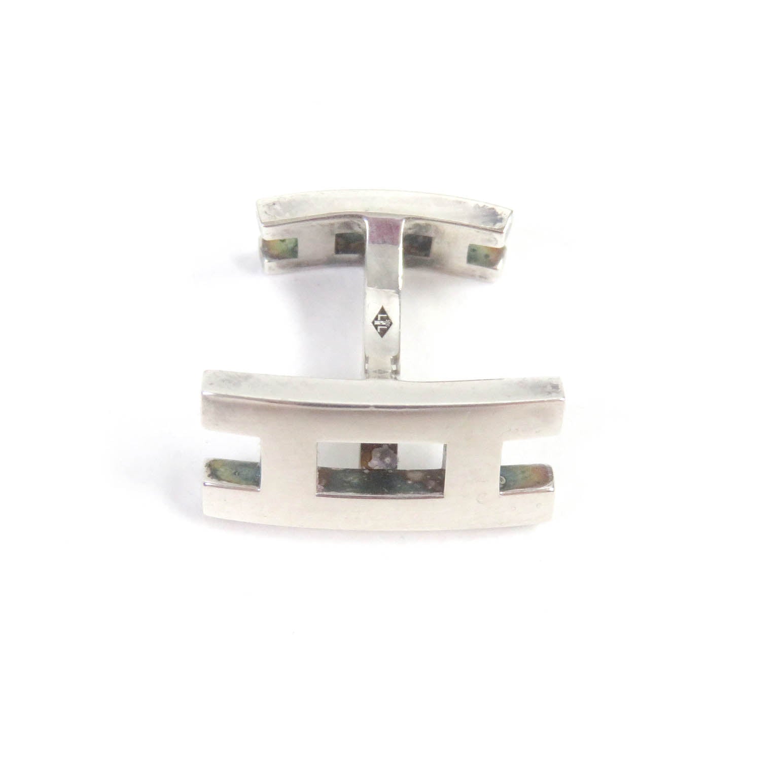 Hermes H Logo Silver Cufflinks AG925