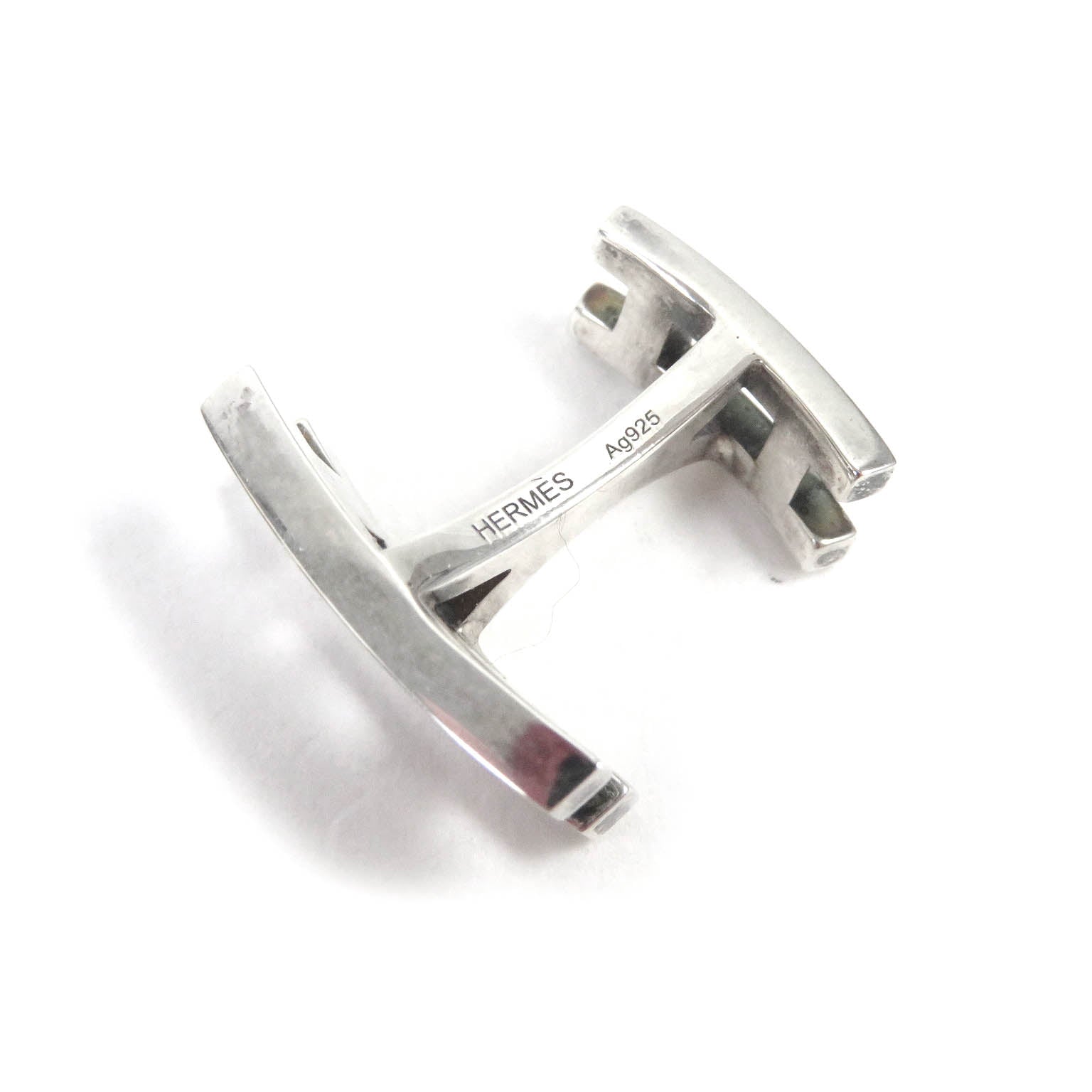 Hermes H Logo Silver Cufflinks AG925