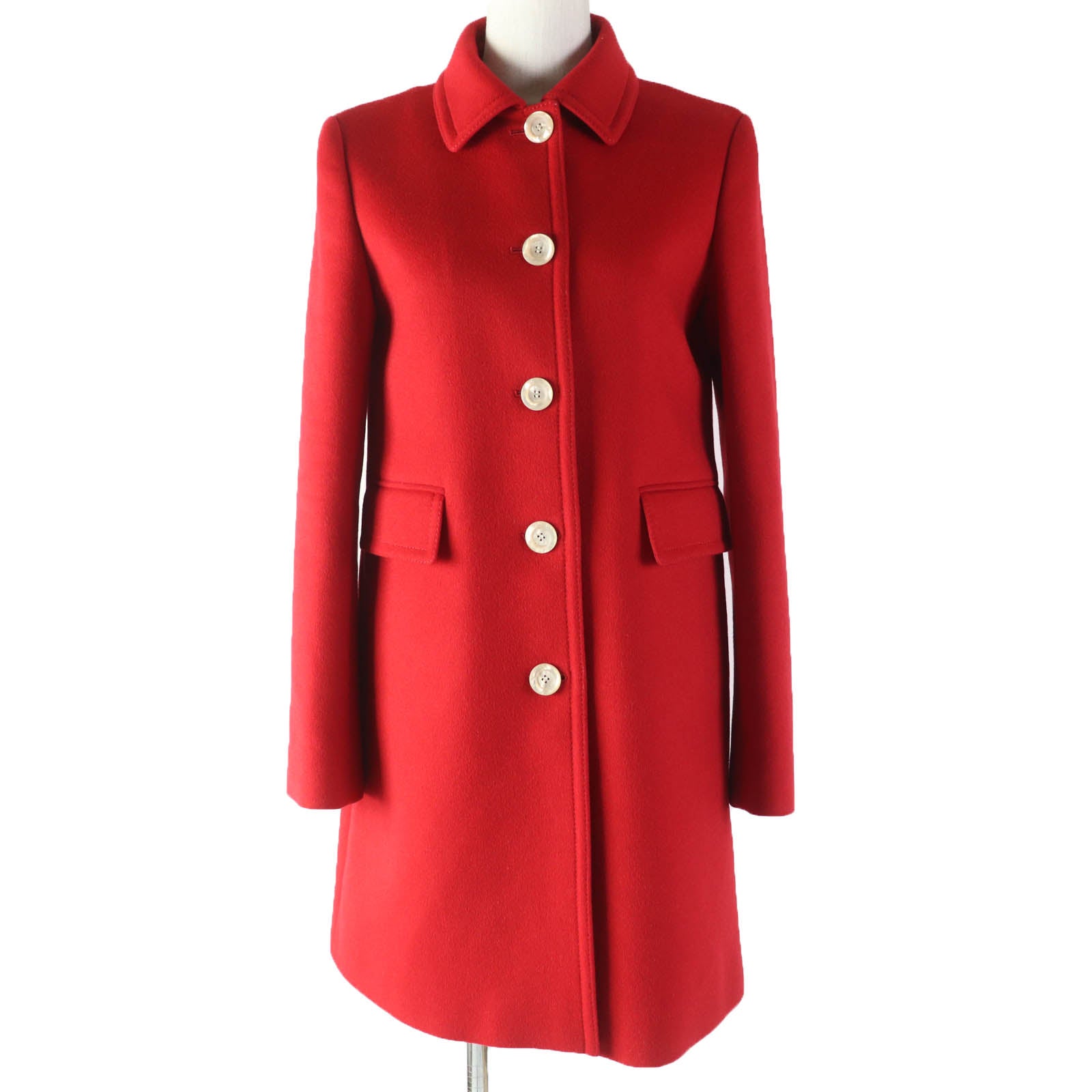 Gucci Wool Angola Logo Button Coat Red 38