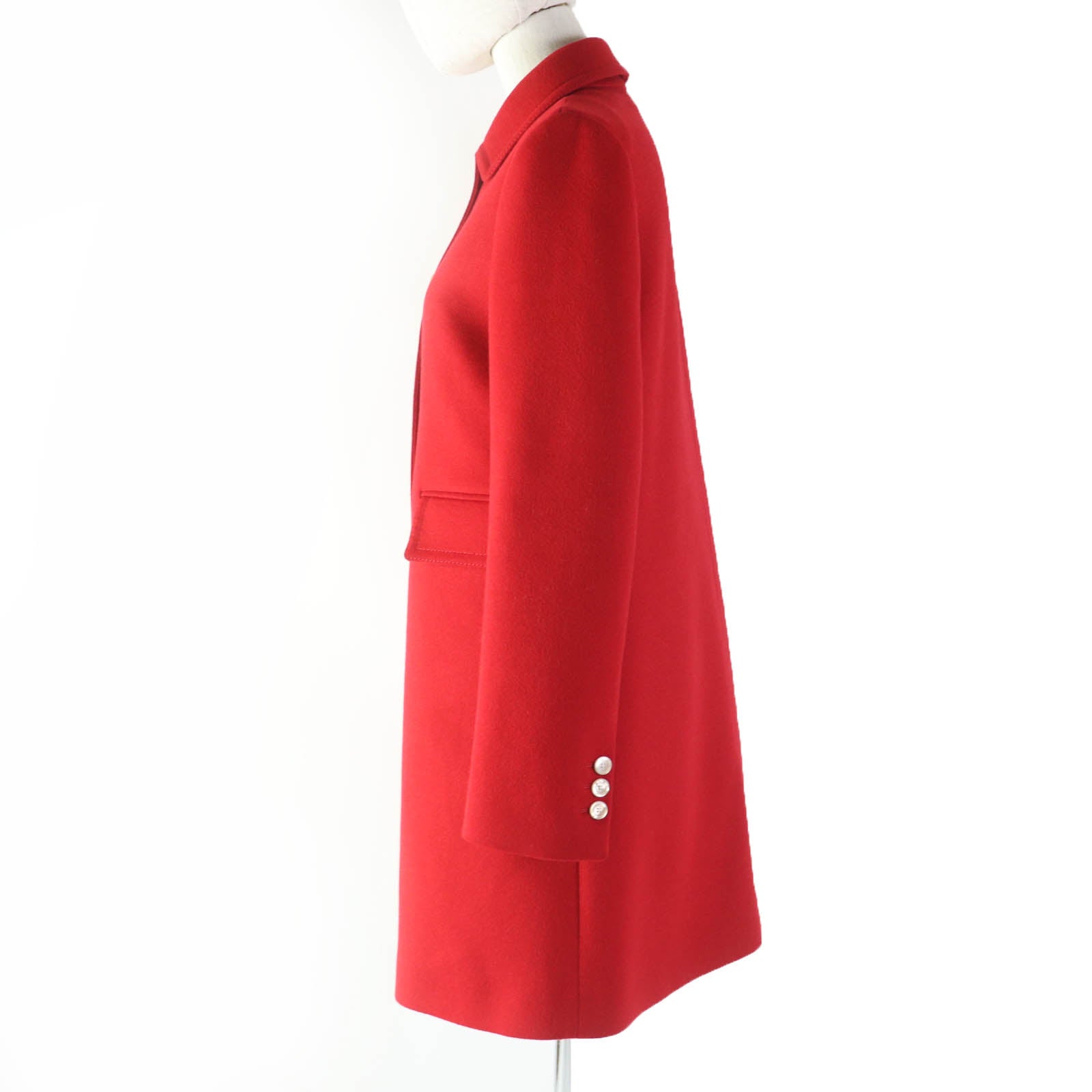 Gucci Wool Angola Logo Button Coat Red 38