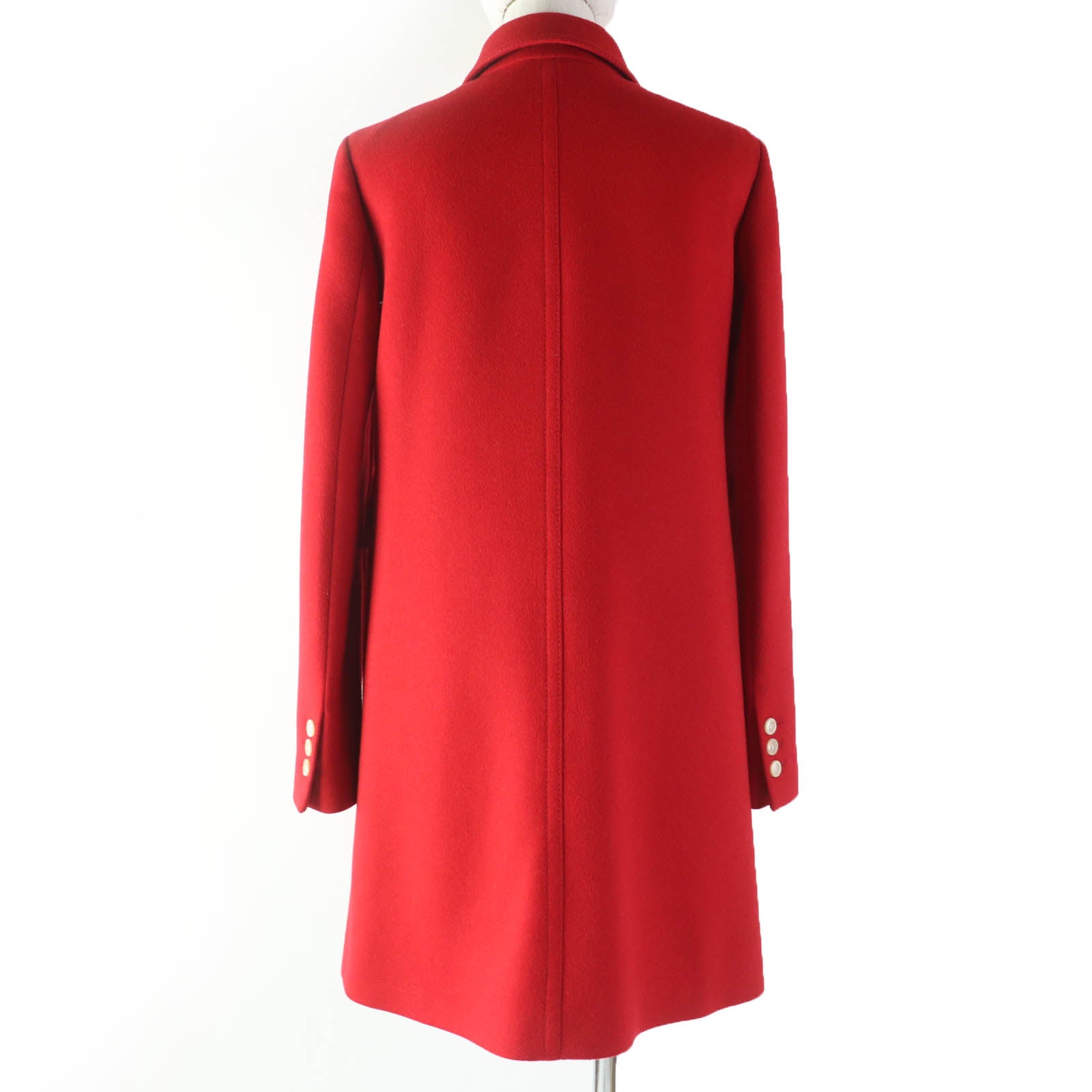 Gucci Wool Angola Logo Button Coat Red 38