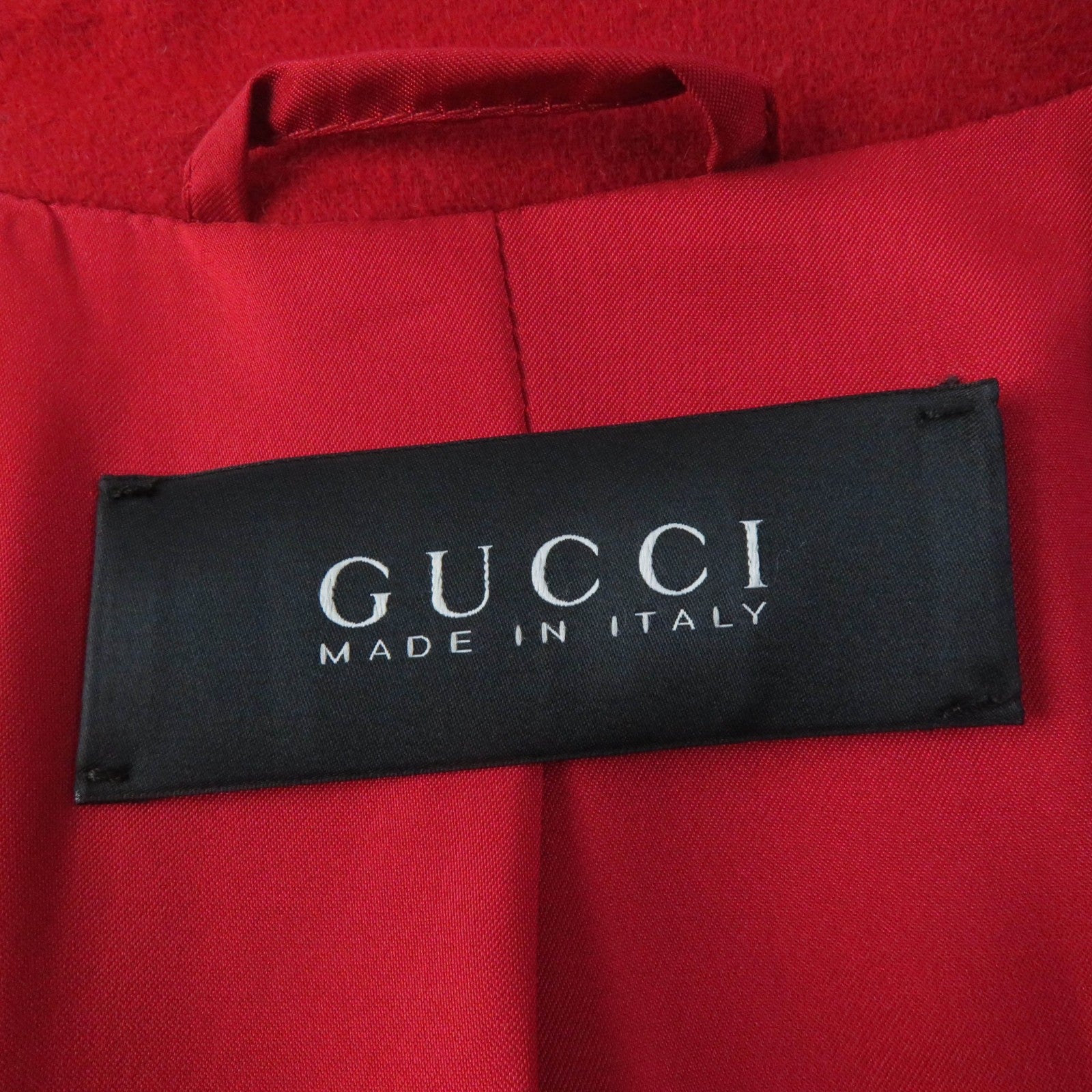 Gucci Wool Angola Logo Button Coat Red 38