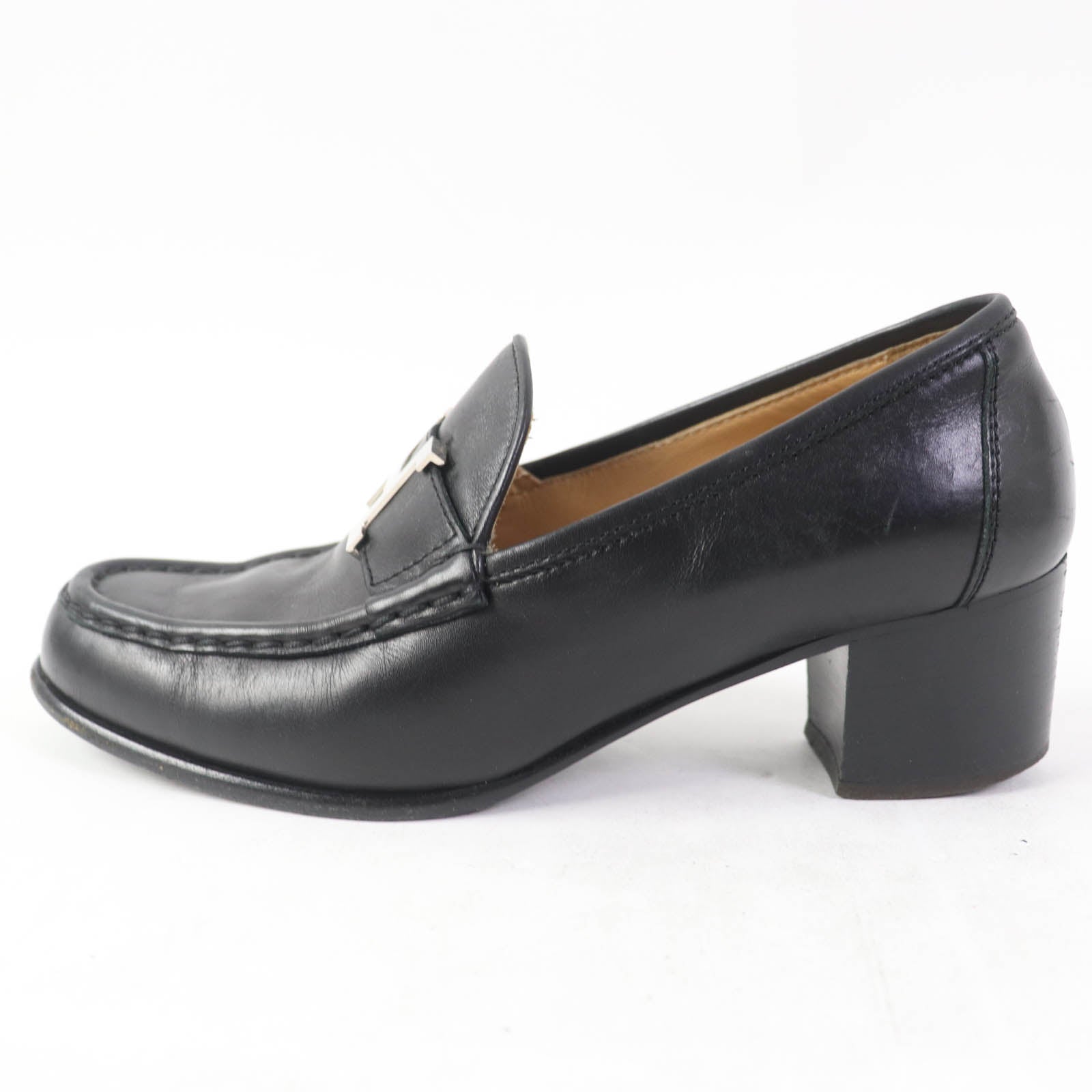 HERMES Constance Leather Loafers Black 35.5 Women