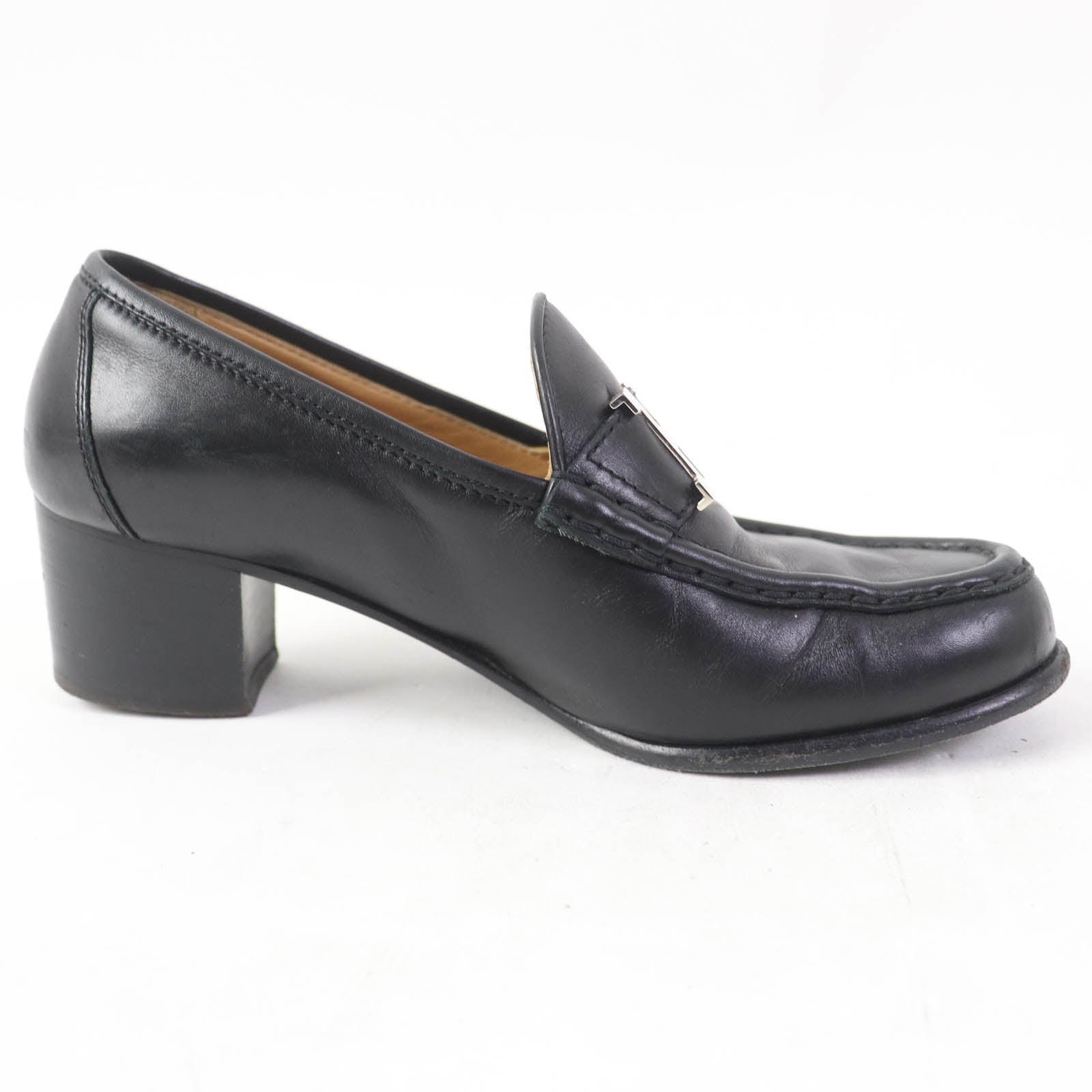 HERMES Constance Leather Loafers Black 35.5 Women