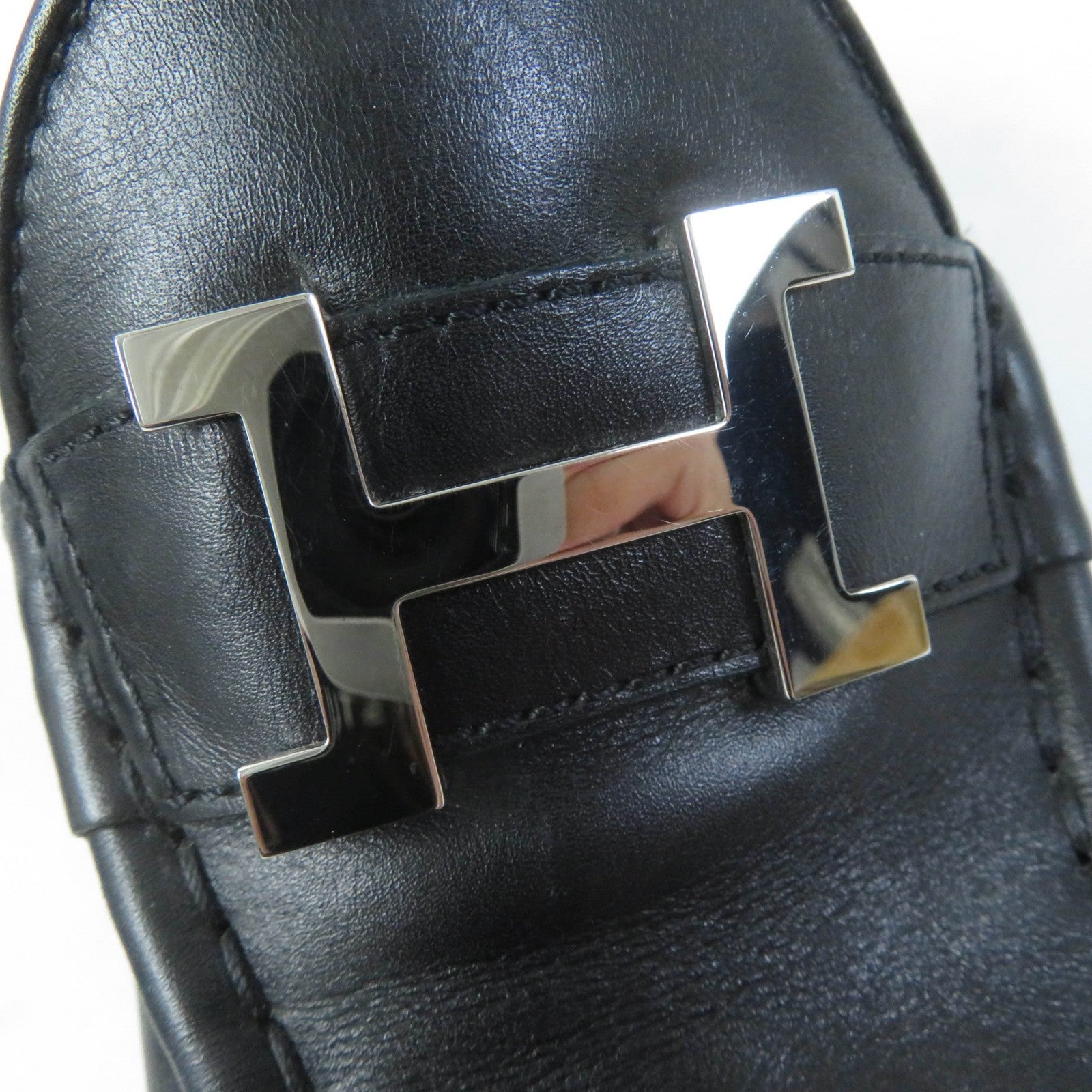 HERMES Constance Leather Loafers Black 35.5 Women