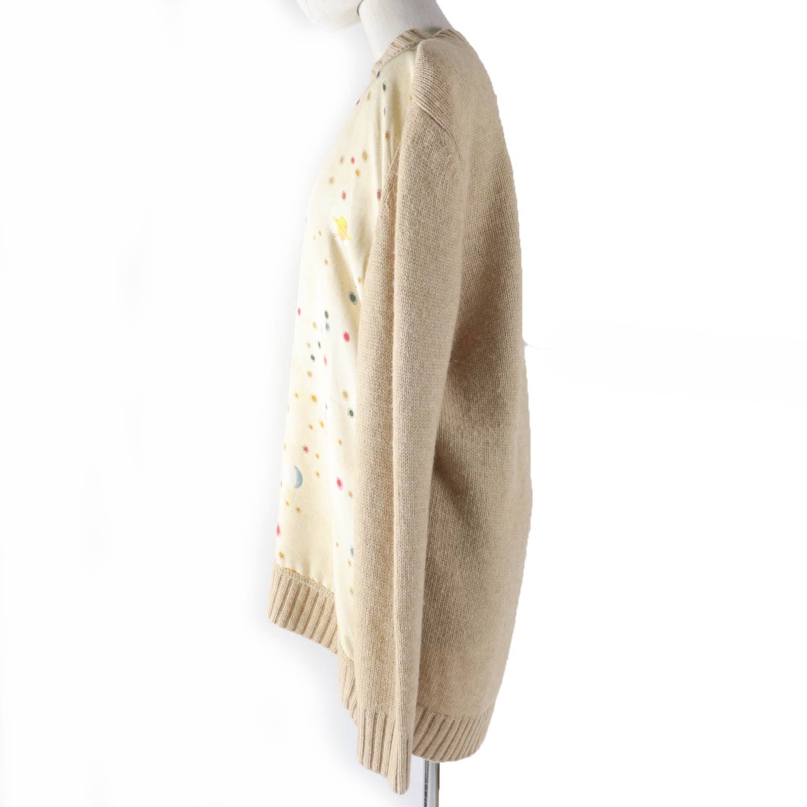 HERMES Silk Knit Sweater Beige L Women