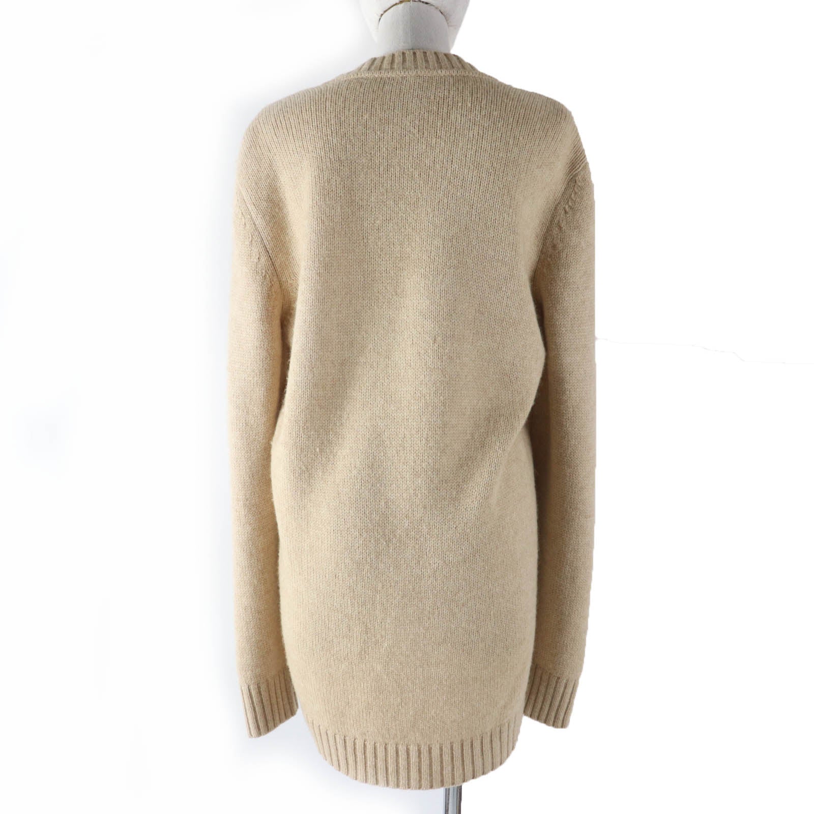 HERMES Silk Knit Sweater Beige L Women