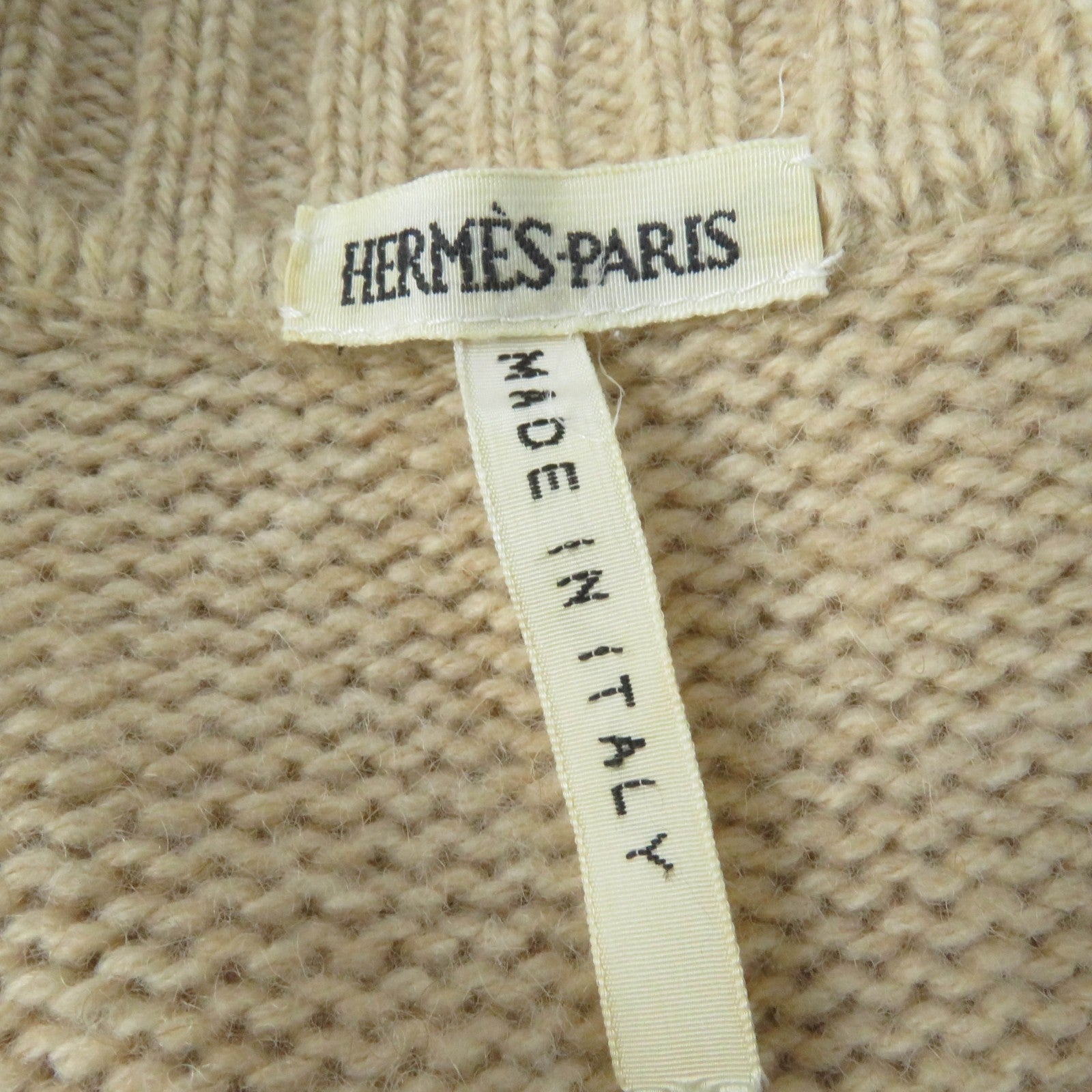 HERMES Silk Knit Sweater Beige L Women