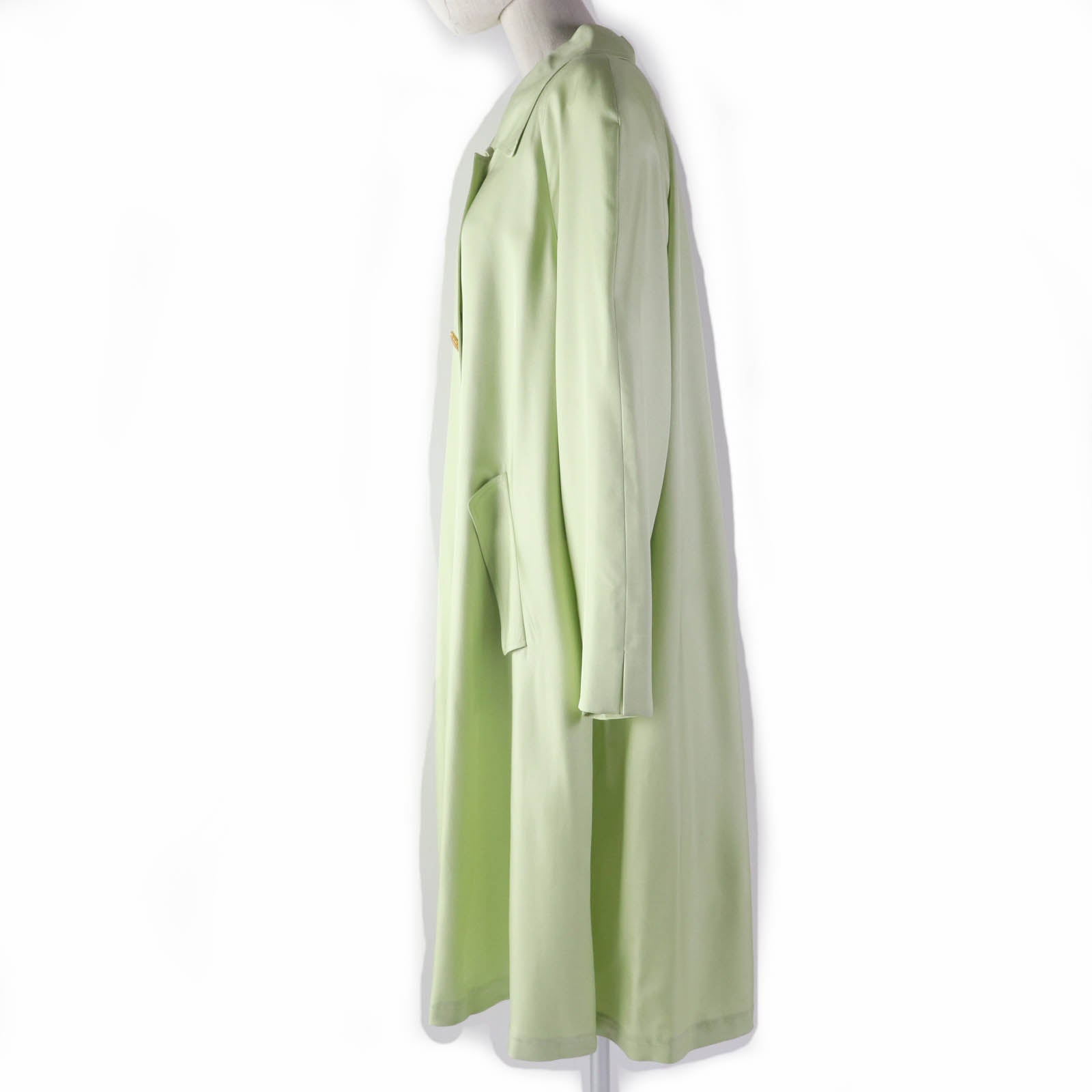 LEONARD Silk Cupra Logo Button Coat Green 9AR