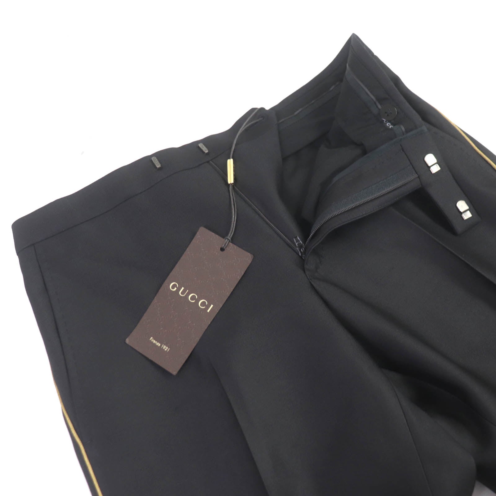 Gucci Wool Silk Sideline Trousers Black 44