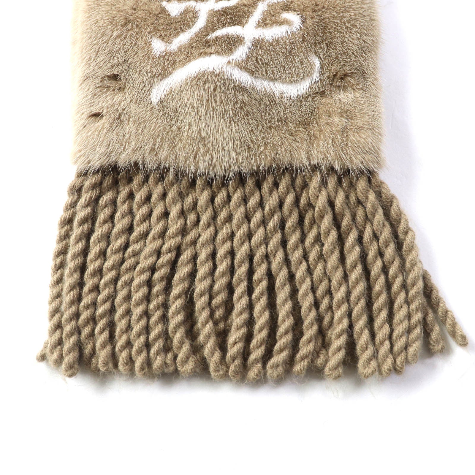 Fendi Mink Fur Tippet with Logo and Fringe