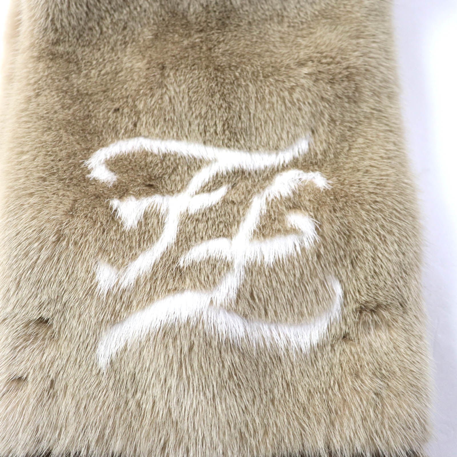 Fendi Mink Fur Tippet with Logo and Fringe