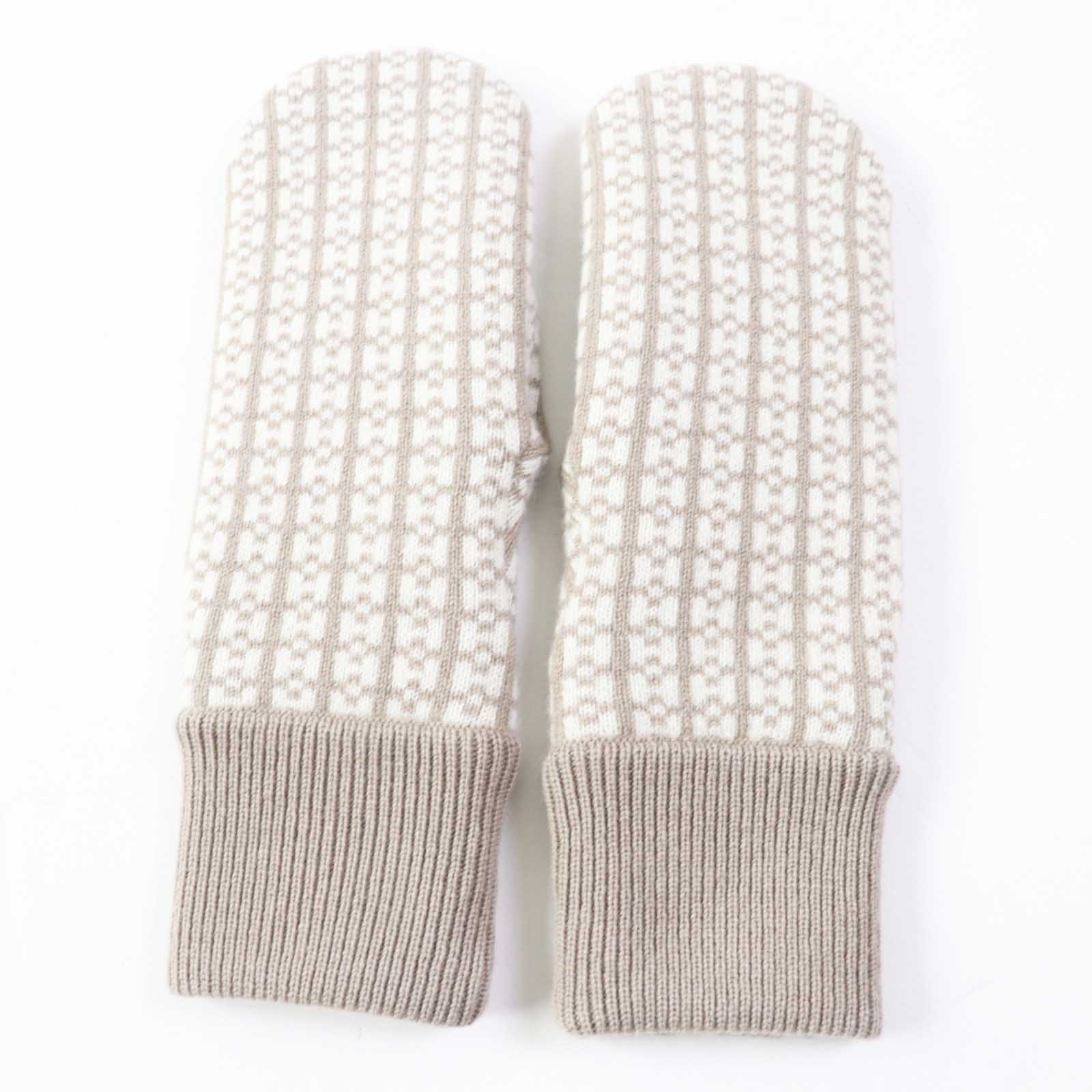 Hermes Cashmere Jacquard Knit Mittens Gloves