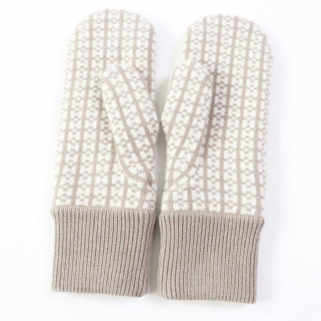 Hermes Cashmere Jacquard Knit Mittens Gloves