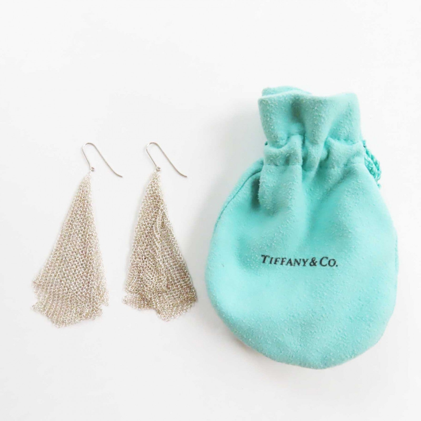 Tiffany & Co Mesh Scarf Earrings AG925 Silver