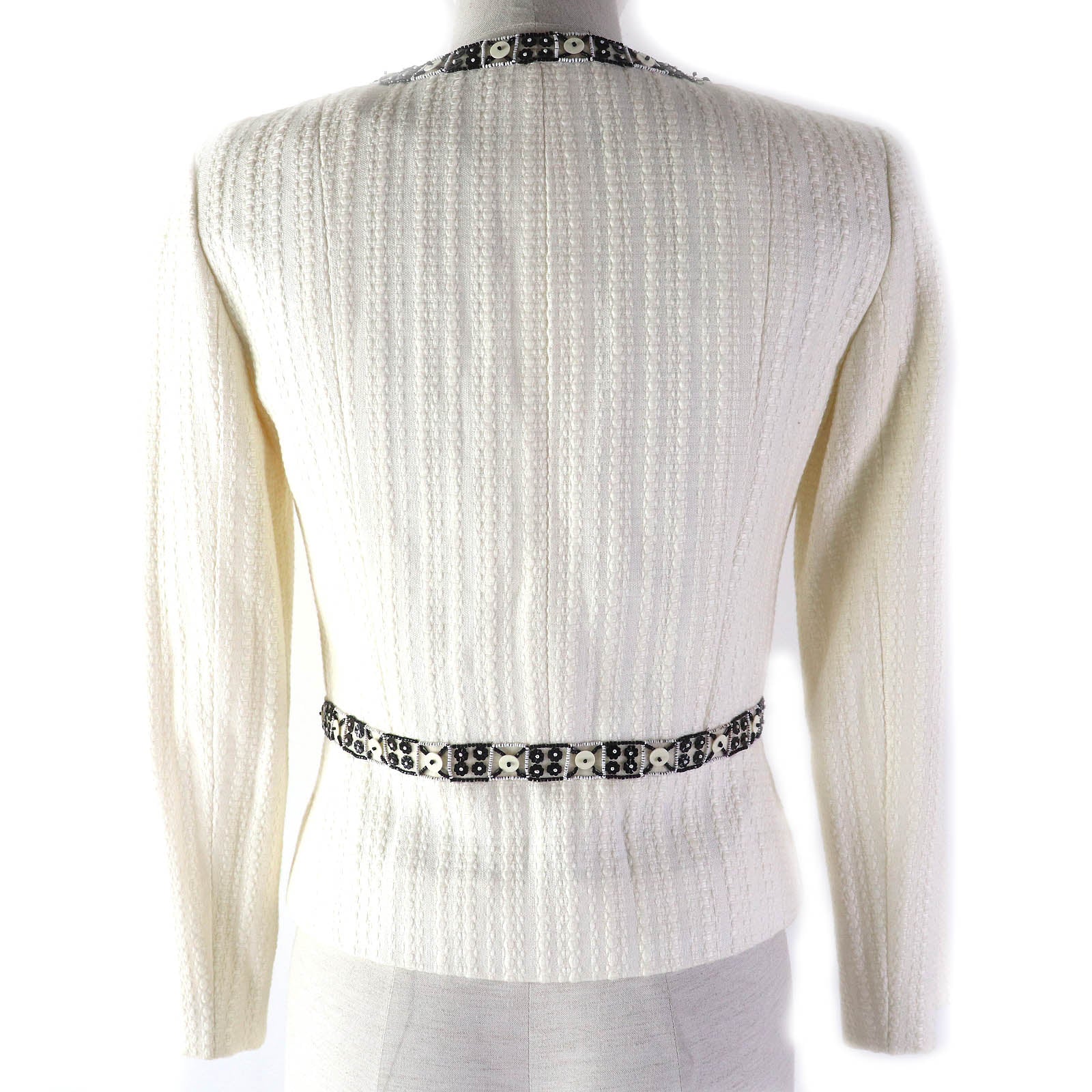 Chanel Beaded Zip-Up Collarless Jacket 34