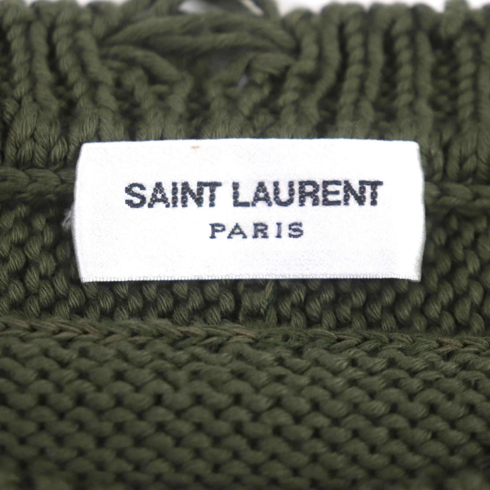 Saint Laurent Cotton Crew Neck Sweater Khaki M