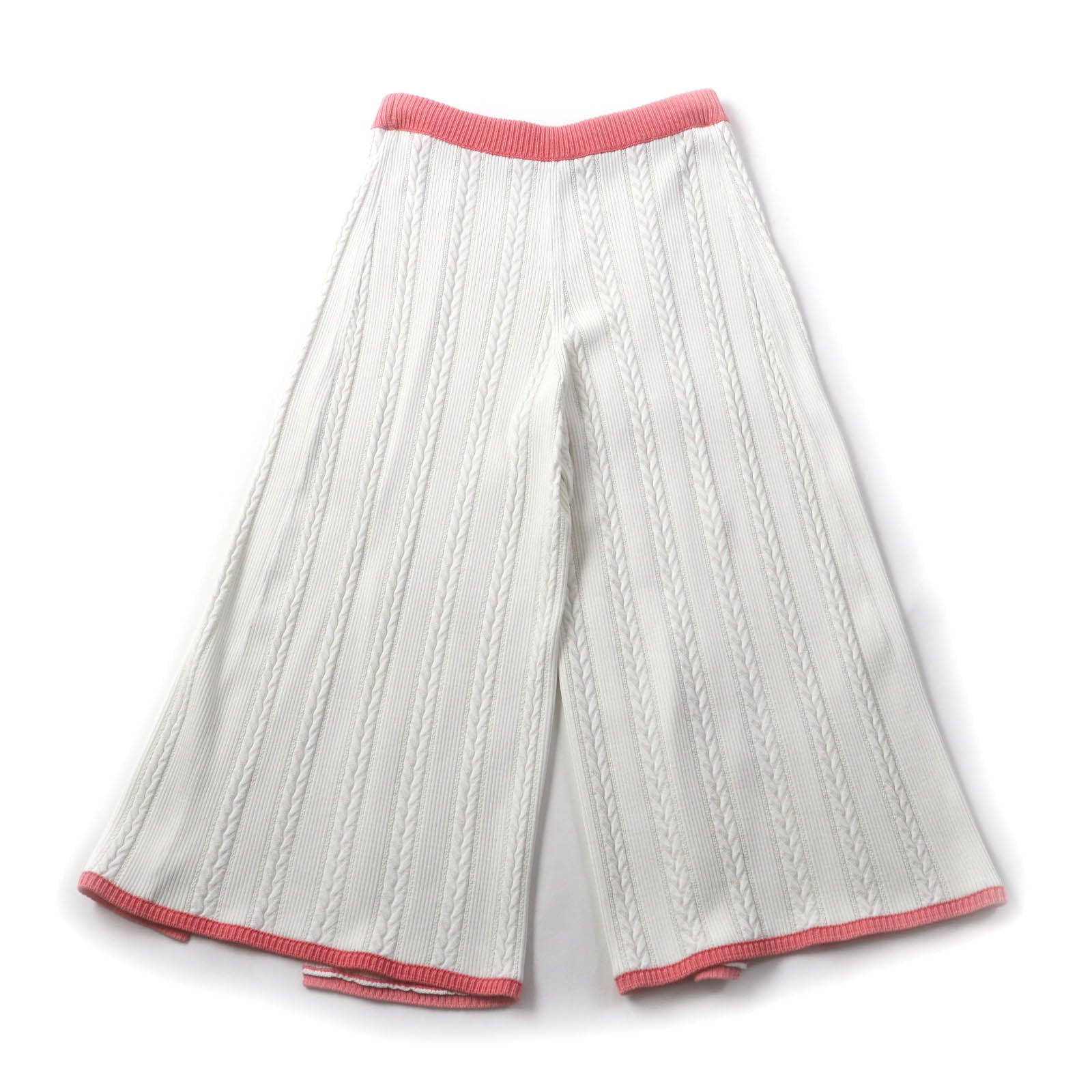 Chanel COCO Mark Knit Pants White Pink 36