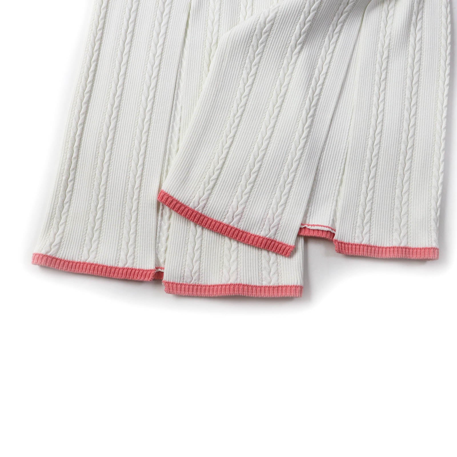 Chanel COCO Mark Knit Pants White Pink 36