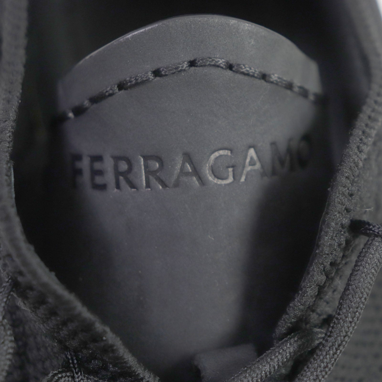 Ferragamo Leather Knit Running Shoes Black 9.5