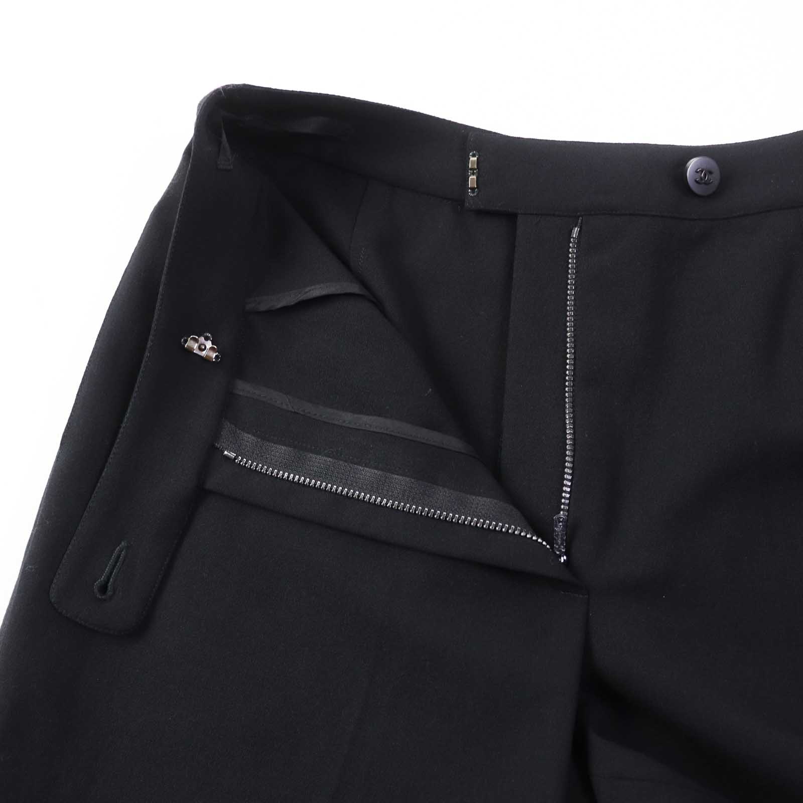 Chanel Vintage Wool Nylon Cropped Pants Black 36