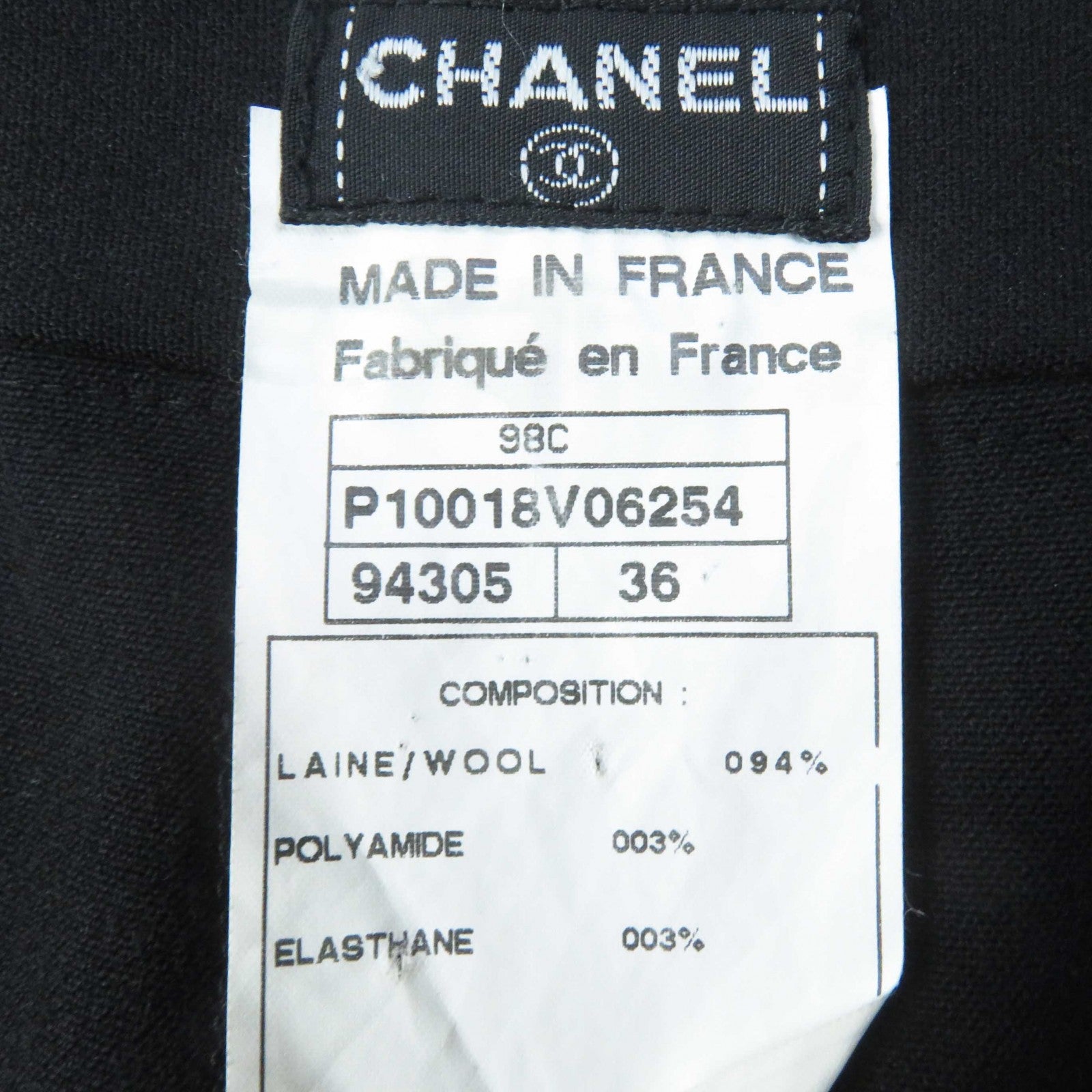 Chanel Vintage Wool Nylon Cropped Pants Black 36