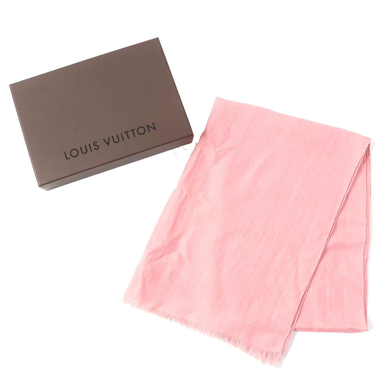 Louis Vuitton Cashmere Wool Monogram Fringe Scarf Shawl