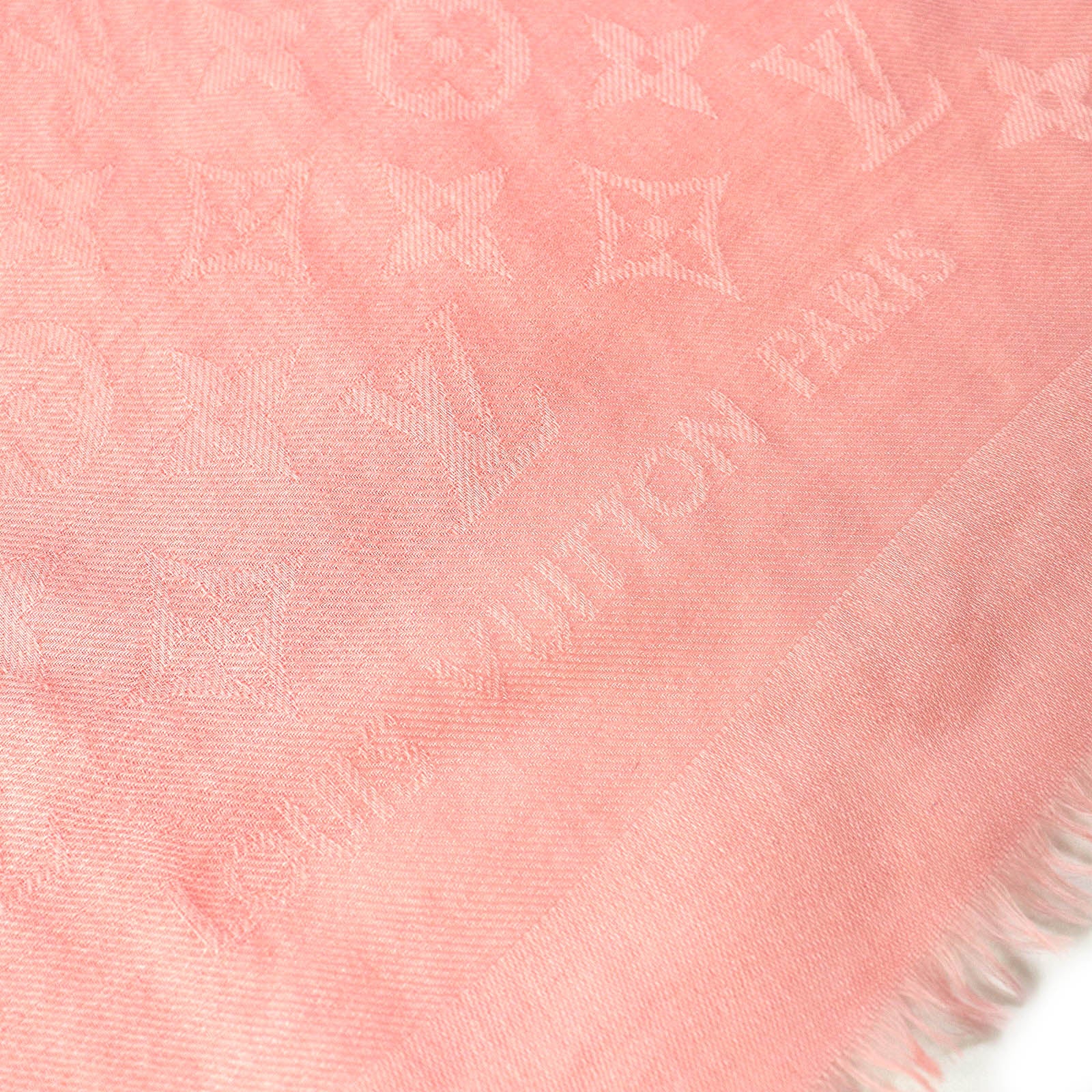 Louis Vuitton Cashmere Wool Monogram Fringe Scarf Shawl