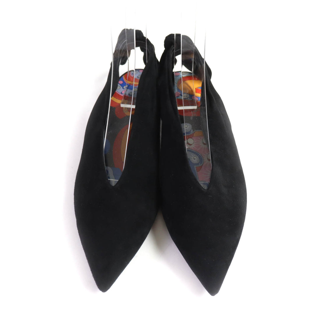 Hermes Suede Leather Ribbon Pumps Black 39