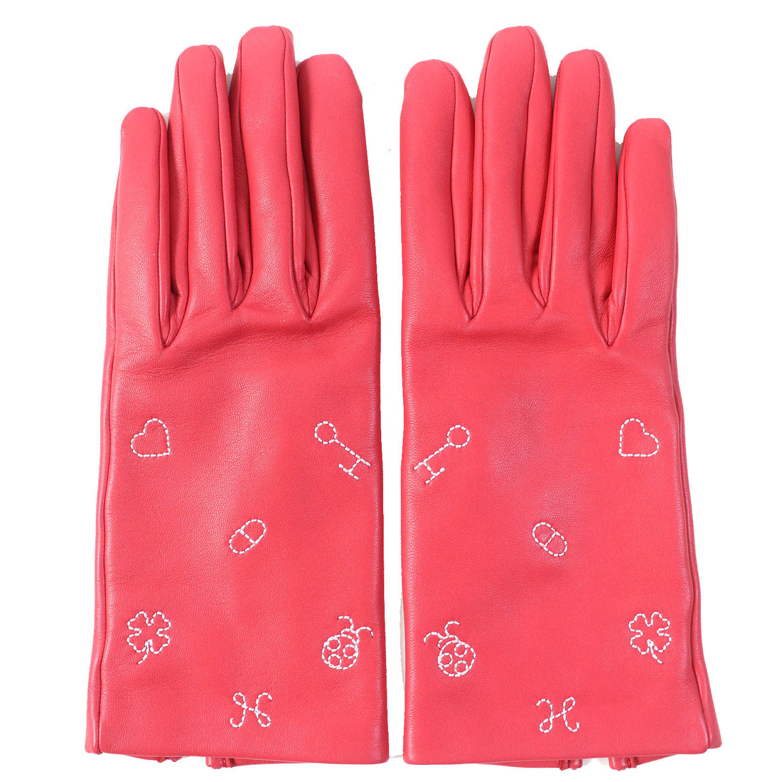 Hermes Lamb Leather Gloves 6.5 Heart Clover Stitch