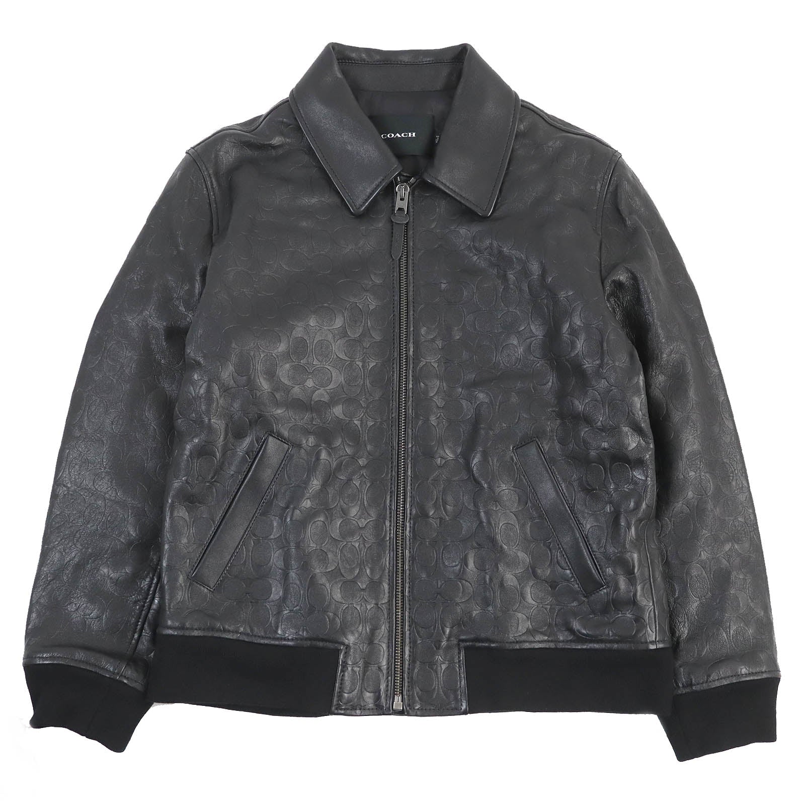 COACH Lamb Leather Bomber Jacket Black L