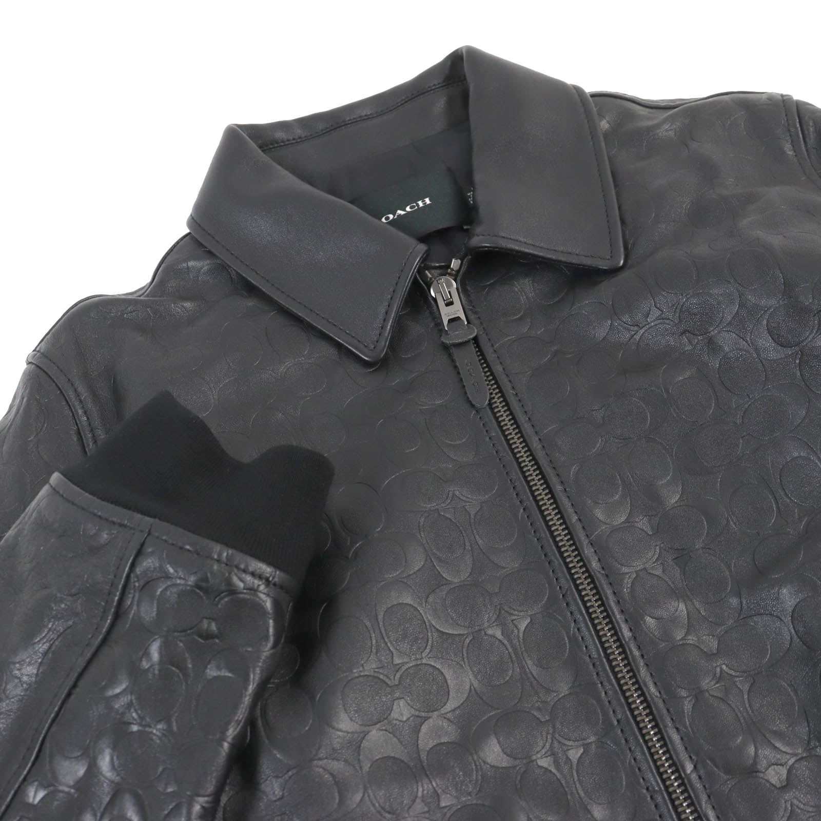 COACH Lamb Leather Bomber Jacket Black L