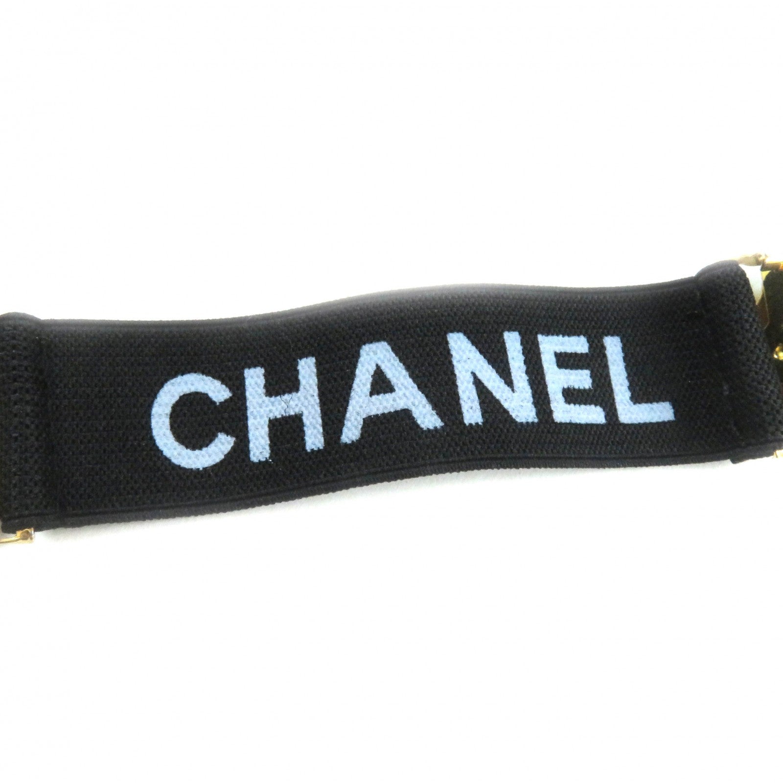 Chanel Vintage Logo Armband Black Gold