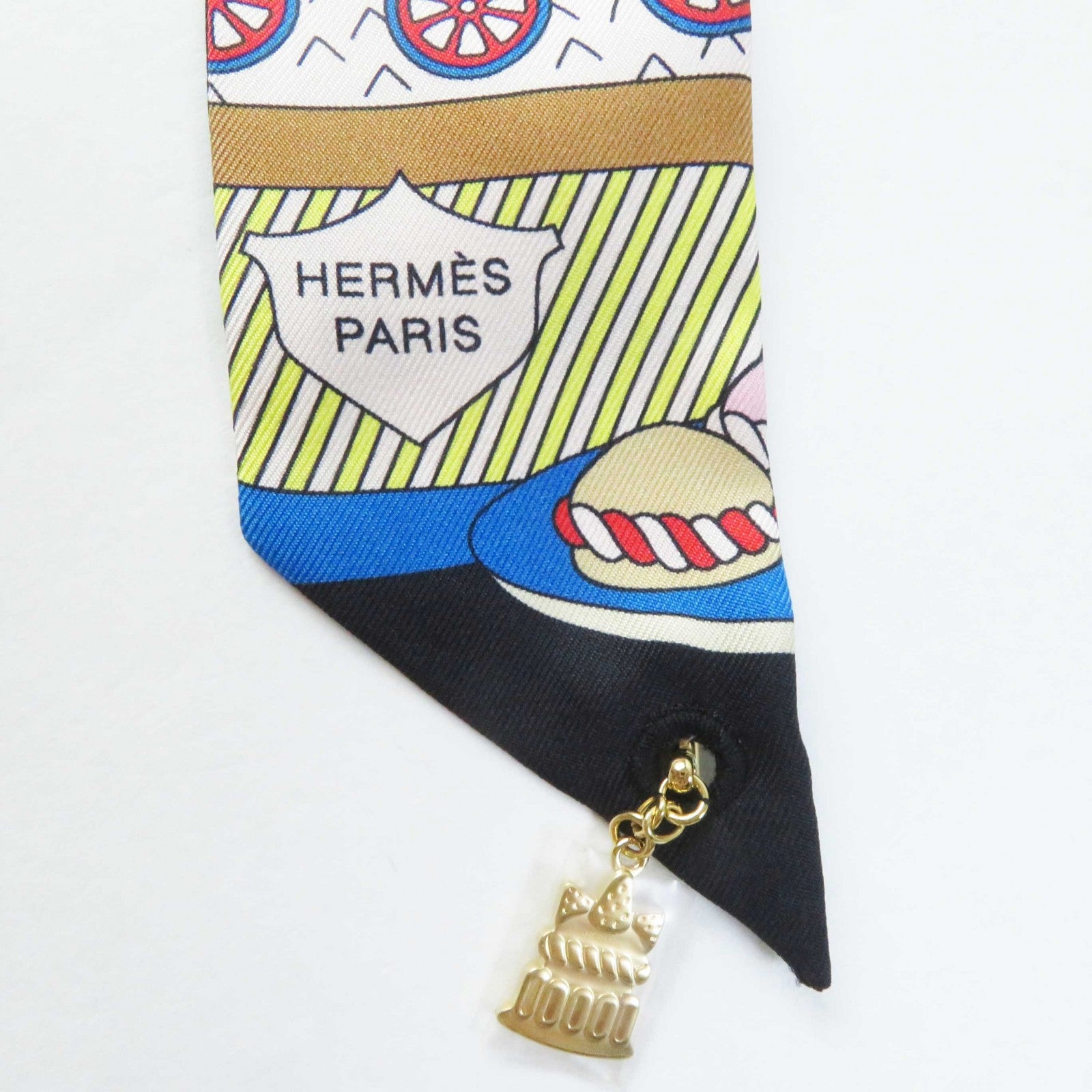 HERMES Twilly La Patisserie Francaise Silk Scarf