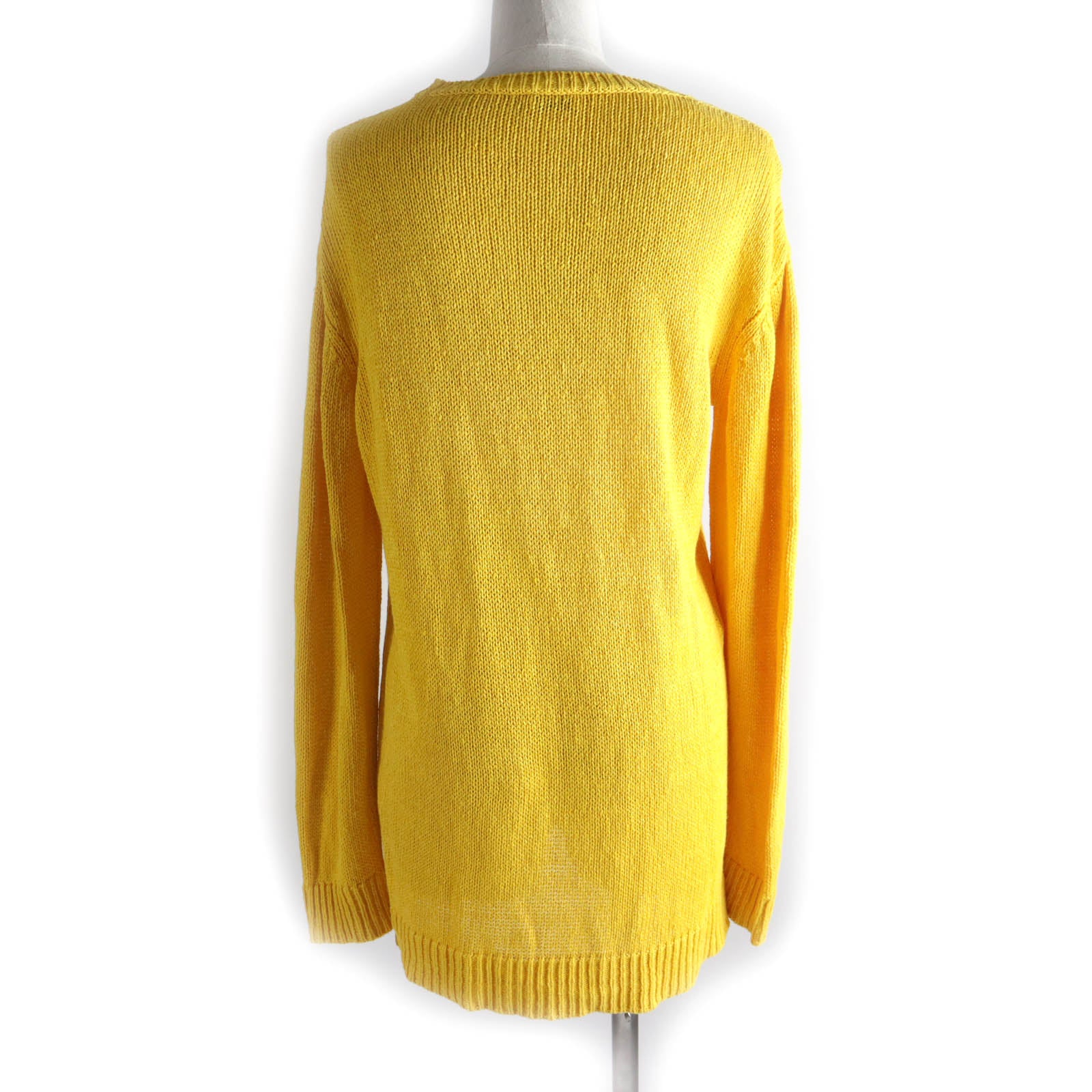 ETRO Linen Silk Embroidered Logo Crew Neck Knit Yellow 38