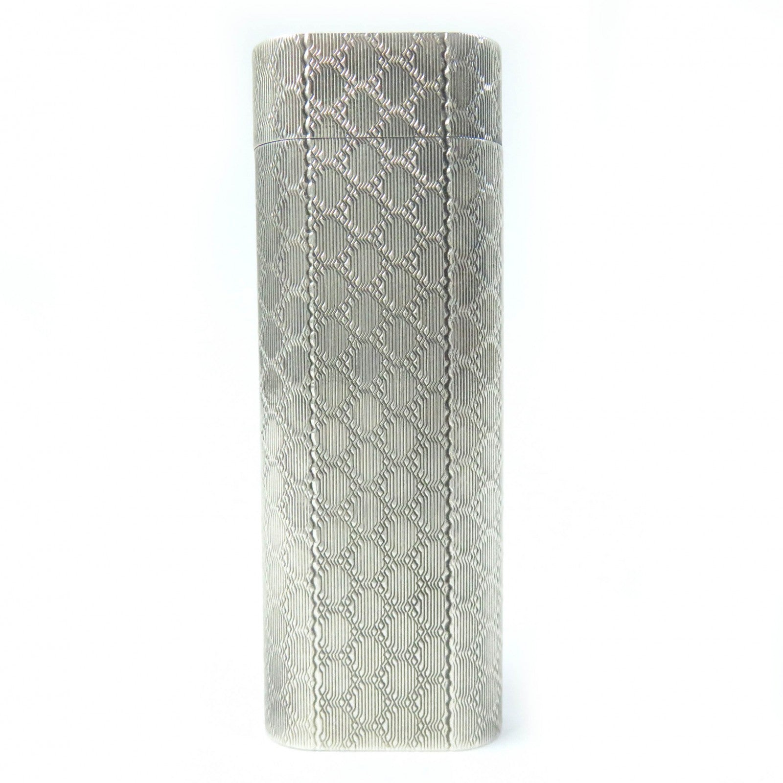 Cartier Silver Checkered Oval Gas Lighter