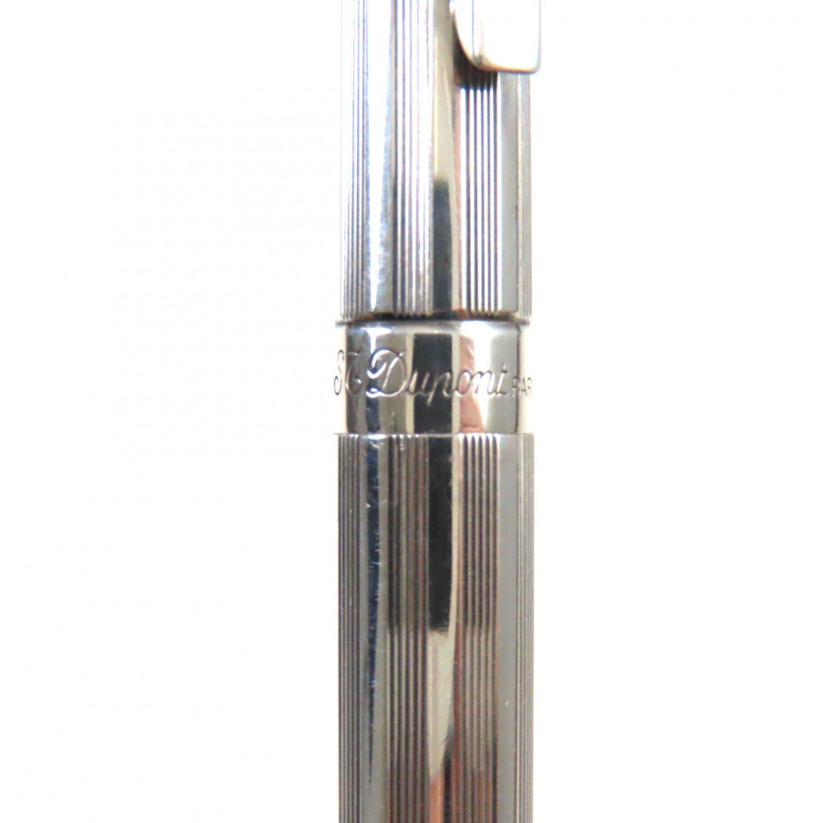 Dupont Stripe Logo Twist Ballpoint Pen Silver