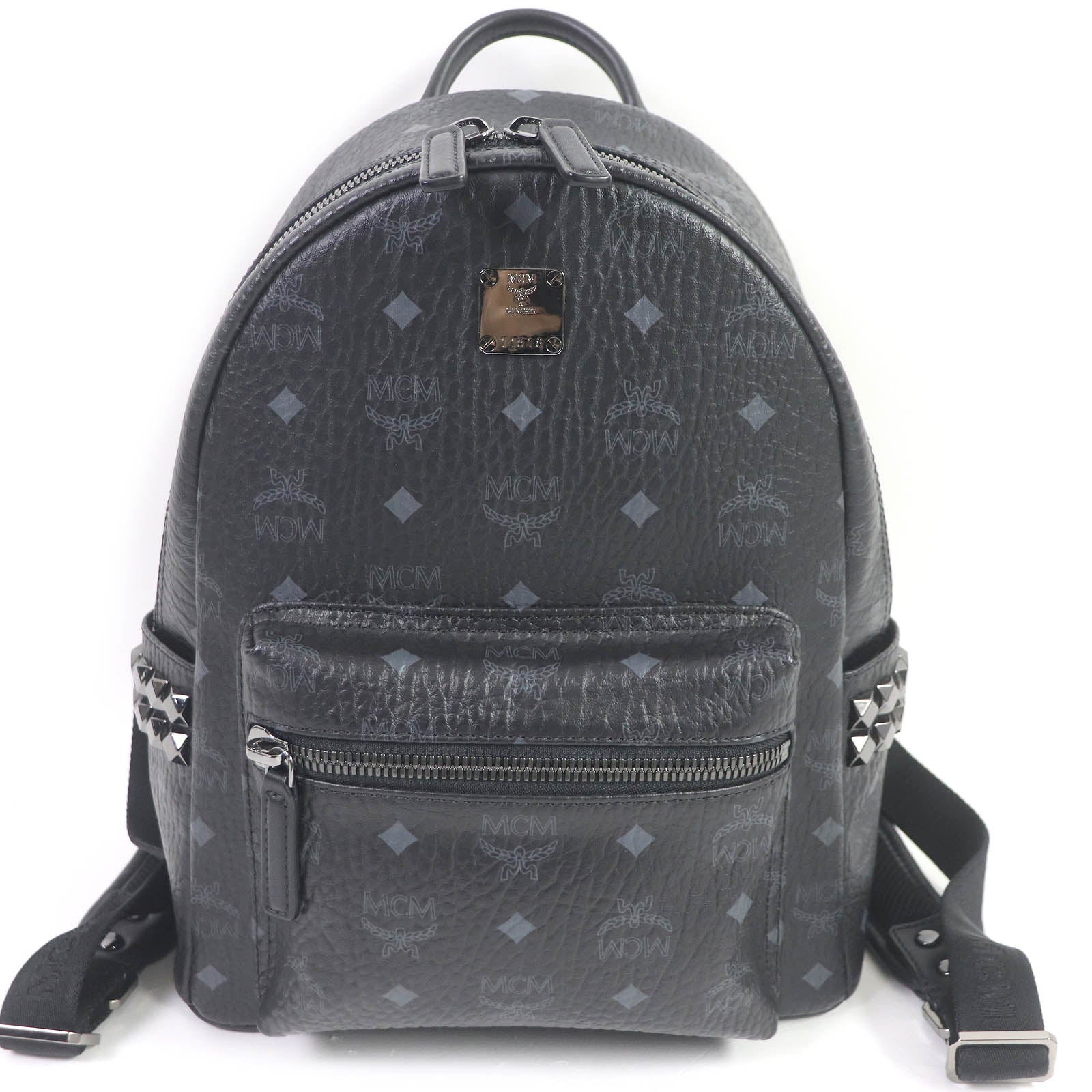 MCM STARK Visetos Leather Backpack Black