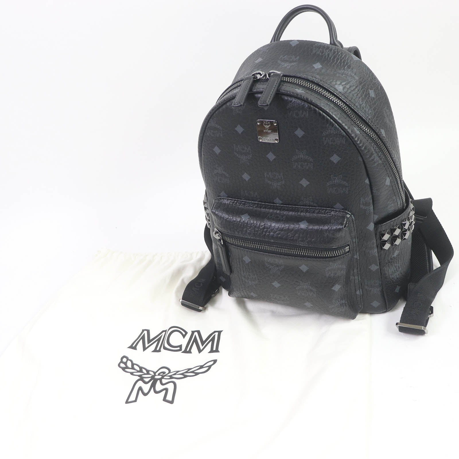 MCM STARK Visetos Leather Backpack Black